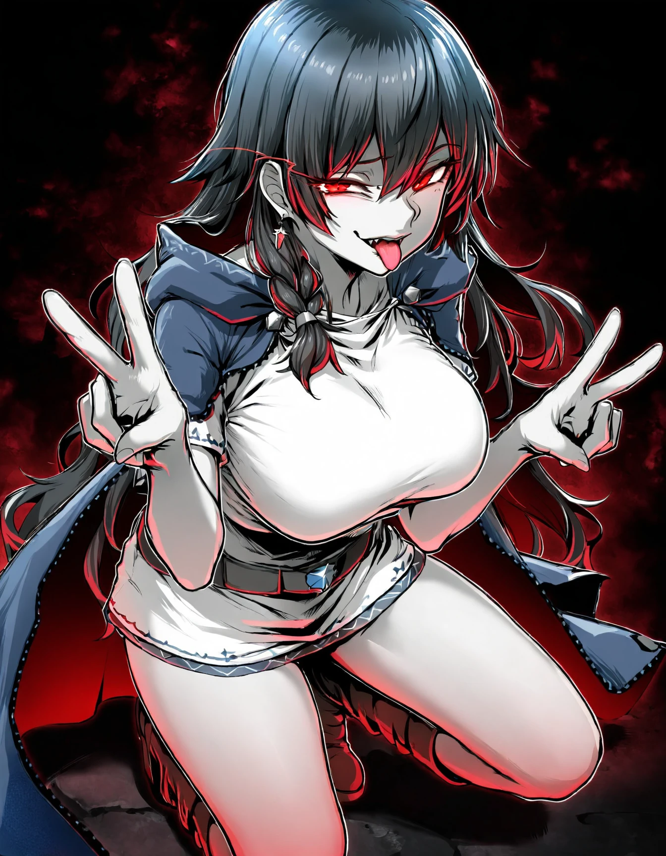 Red and burned lower body,Red, scorched burns,Fair skin,Propulsion,Pink uterus,Pink nipples,Covered in scars、Bloody,Drawing of a woman with a knife in her hand, Gap Moe Yandere grimdark, Crying and stretching out my arms, Junji、4K, The scales that cover her chest, Burning, Gap Moe Yandere, She has a stray hair standing up on her head, Travel Udon Neinaba, Singey, Devil Anime Girl