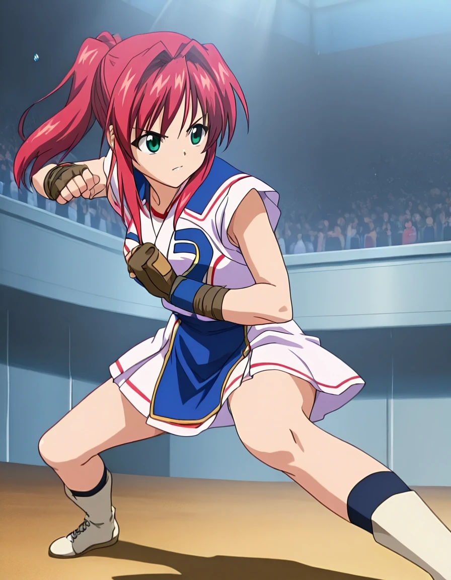 masterpiece,best quality, good quality,anime screenshot,
1girl
standing,fighting stance, 
 <lora:ill-bg-stadium:1>stadium