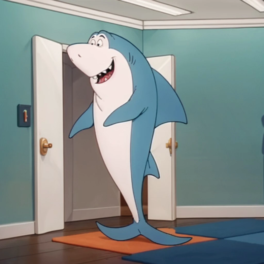 score_9, score_8_up, score_7_up, score_6_up, score_5_up, score_4_up, source_furry, jabberjawHB, feral, male, shark, blue skin, standing, inside, <lora:59843f5d-15d5-404a-8c5e-c0dd6cacb212:0.7>