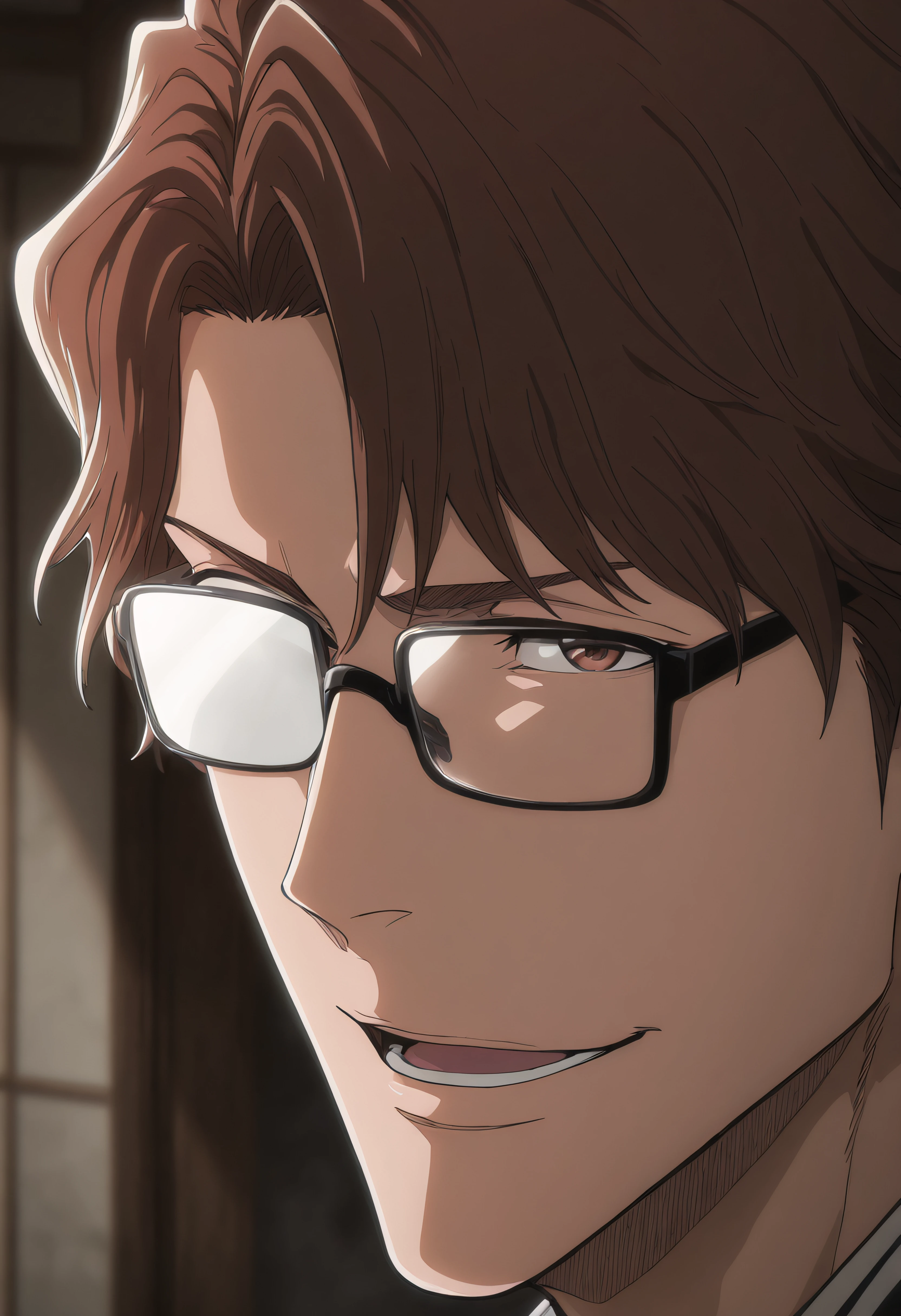 masterpiece, best quality, amazing quality, very aesthetic, absurdres, newest, (scenery, volumetric lighting),
aizen sousuke, solo, smile, open mouth, brown hair, 1boy, brown eyes, male focus, vslinxaizen_ss, glasses, parody, portrait, close-up, black-framed eyewear, evil smile, opaque glasses, anime
masterpiece, best quality, amazing quality, very aesthetic, absurdres, newest, (scenery, volumetric lighting)