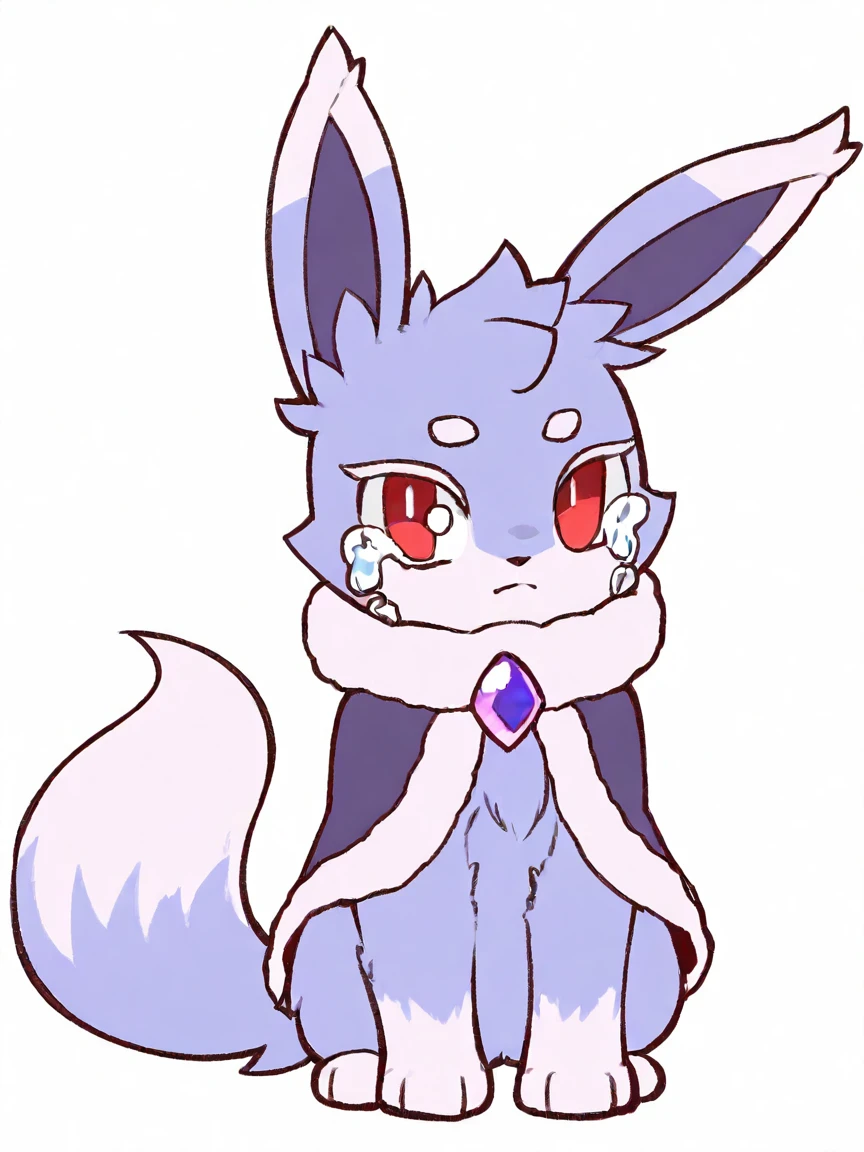 (score_9,score_8_up,score_7_up,),
crying,
(<lora:Nox_Illustrious:1>,nox_(pal), Periwinkle fur,purple chest crystal,capelet, red eyes,),feral,