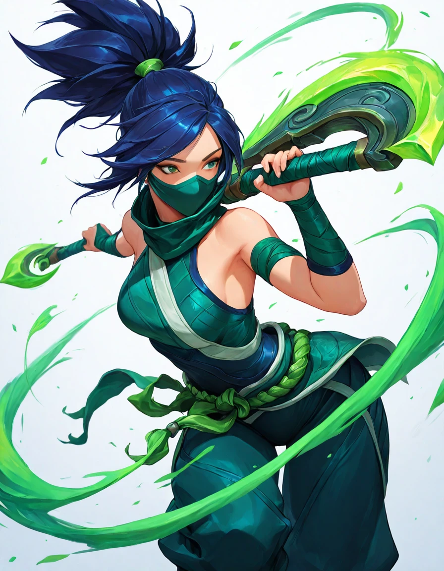 Create an ultra realistic image of the character Akali from the K/DA ALL OUT skin in the game League of Legends, in a photographic style. Akali is an agile and mysterious assassin, and the image should capture her entire essence and iconic personality. Ensure that every detail of the character is accurately reproduced, from her appearance to her clothing and accessories specific to the skin. Akali's face should reflect her determination and confidence, with piercing eyes and a serious expression. The hair, which is one of the character's distinctive features, should be shown in all its details, with realistic reflections and textures. Dress her in the K/DA ALL OUT skin outfit, paying special attention to the outfit details and vibrant colors. The image should be set in a mysterious landscape that enhances the character's aura. Akali should be portrayed in a photographic pose, conveying her unique and confident attitude. Create an image that resembles an authentic photograph of Akali.