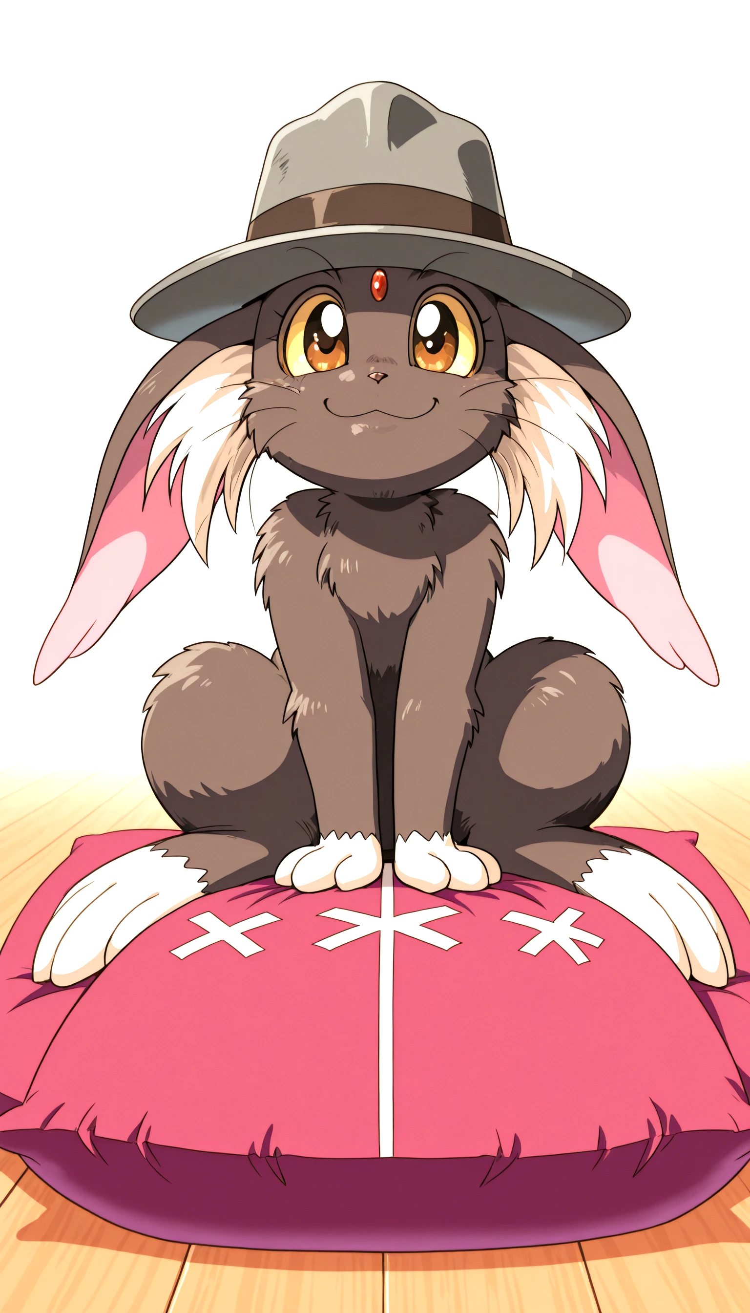 <lora:Ryo-okiCabbitILV2_epoch_15:0.99> ryou-oki, solo, no_humans, creature, smile, fedora, cushion, flight_deck,, masterpiece,best quality,absurdres, amazing quality