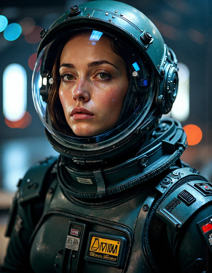 nostromo style woman wearing spacesuit,
extremely detailed,