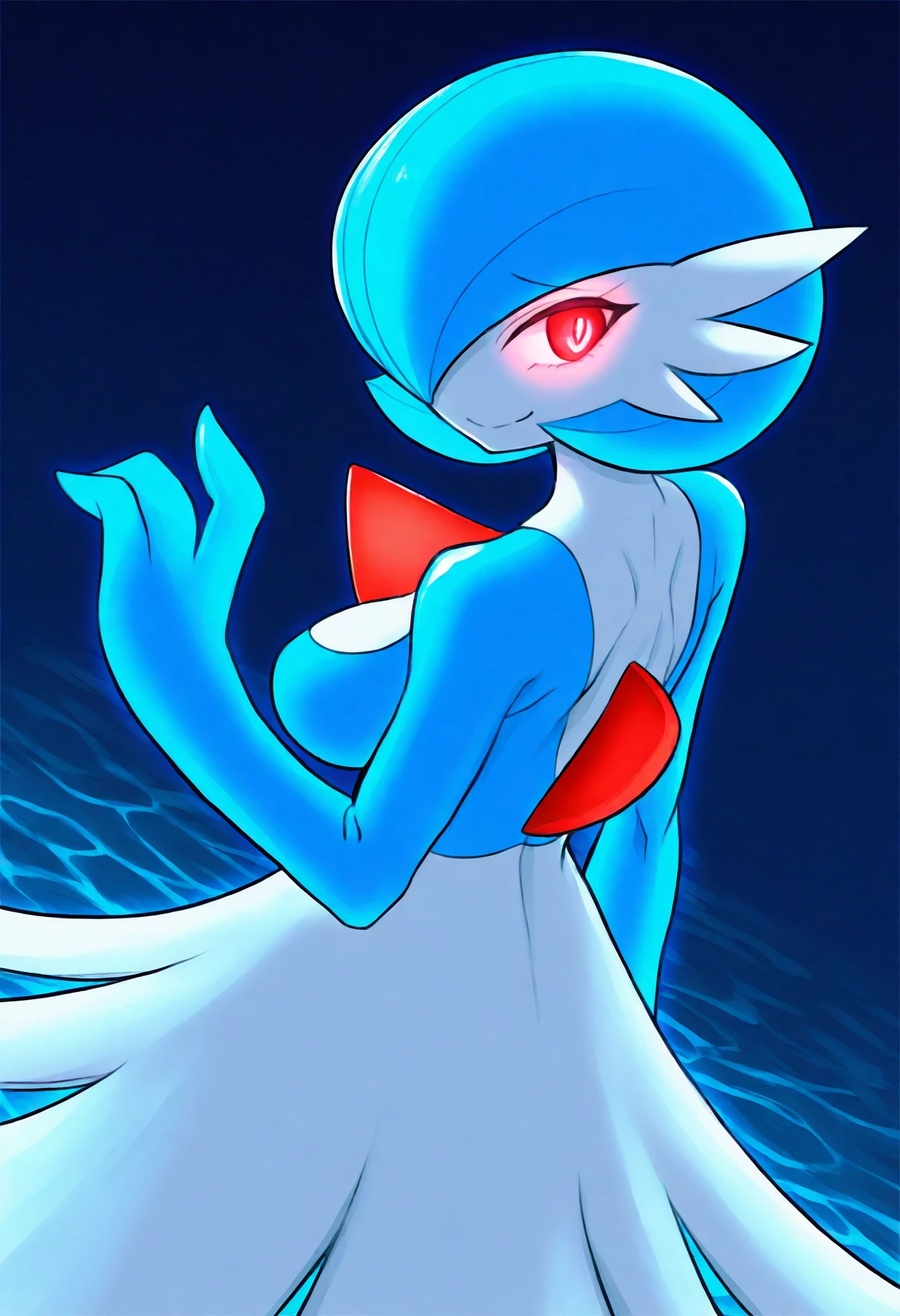 Gardevoir (pokemon), blue, shiny pokemon, black panties, mega evolution pokemon, 