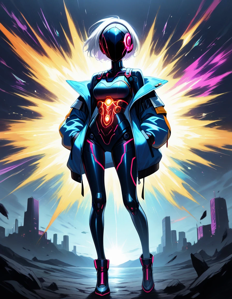 nsfw, uncensored, <break>
(sexy, slutty, seductive),
<break>
dasiwavodr, 1girl, void face, android, full shot, cracked skin, metal skin, azure skin, perfect body, sexy, thigh gap, backlighting, joints, android parts, glowing neon lines, detailed colorful background, black background, armored parts, sharp focus, hands in pockets, outdoors, nighttime,