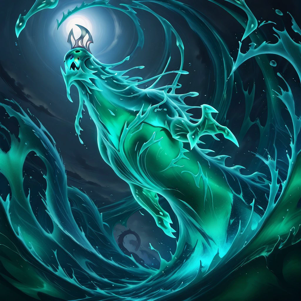 masterpiece, best quality, newest, absurdres, highres, LORstyleIL-V1.0, no humans, monster, water, Livingwave-IL.V1.0, WaterElemental-IL.V1.0, translucent, transparent, translucent body, transparent body,