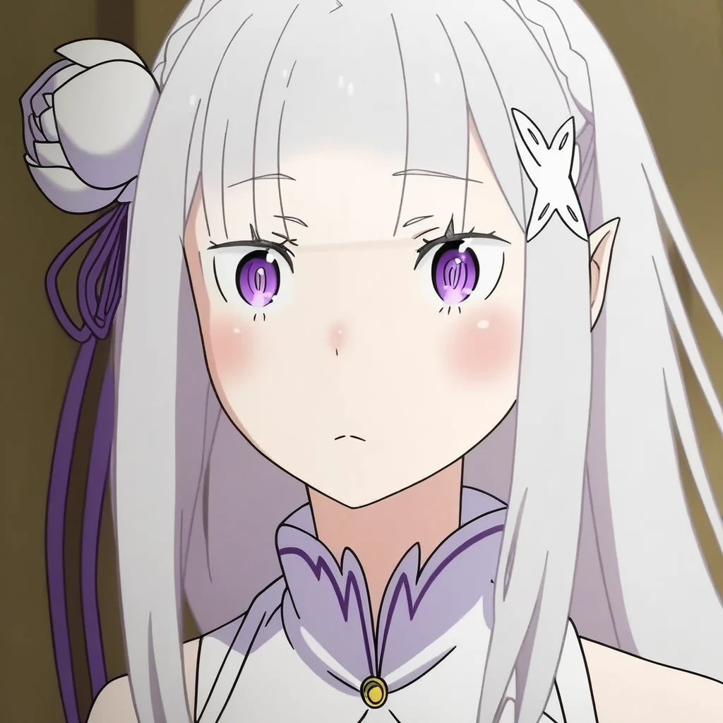 emilia rizero, One girl, alone, Serious face, Upper Body, Very detailed, Master Pierce,Completely naked