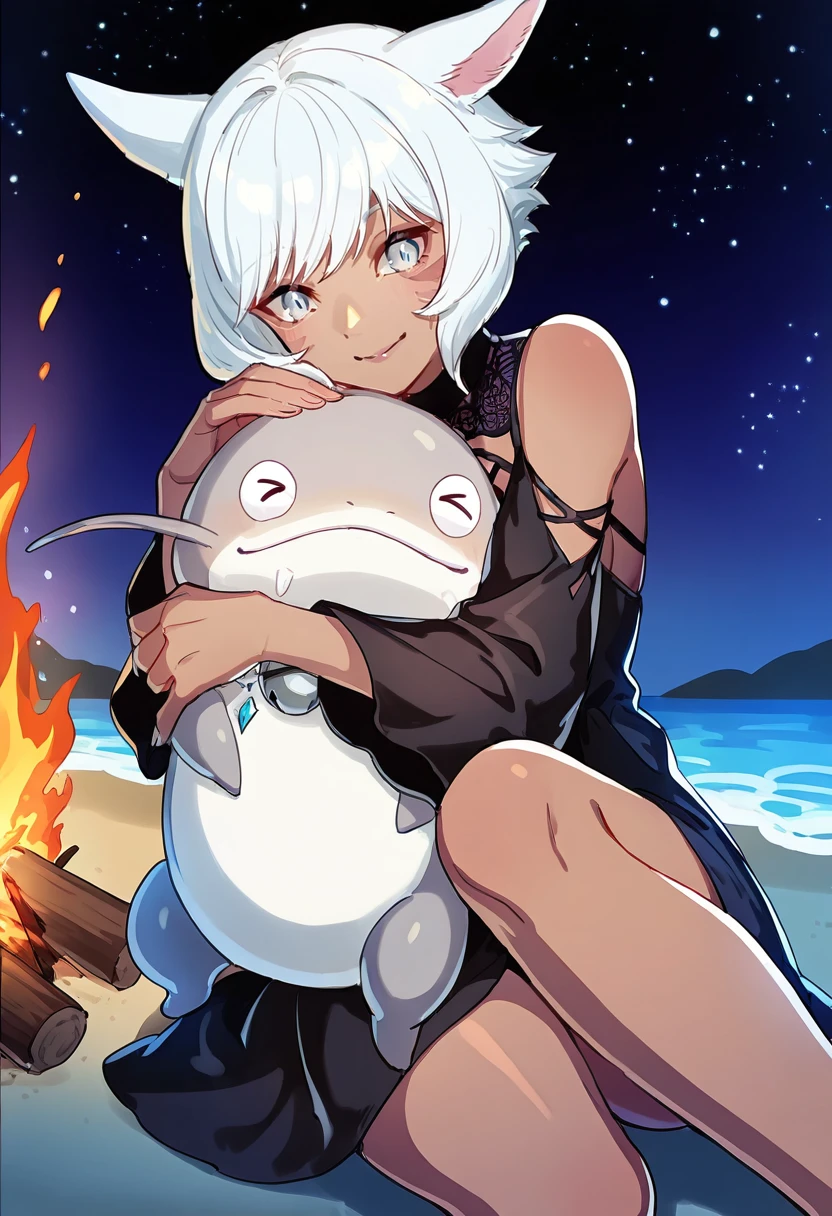 artist:, star \(sky\),beach,night,bonfire,1girl hugging 1other BREAK
<lora:namazuIL4:1>1other,namazu,no humans,collar,bell,hug,
1girl,y'shtola rhul,dark skin,y'shtola rhul hugging a namazu. black dress,hug,miqo'te, smile masterpiece, best quality, good quality, newest, very awa, absurdres, highres, <lora:spo_sdxl_10ep_4k-data_lora_webui:0.7>,
