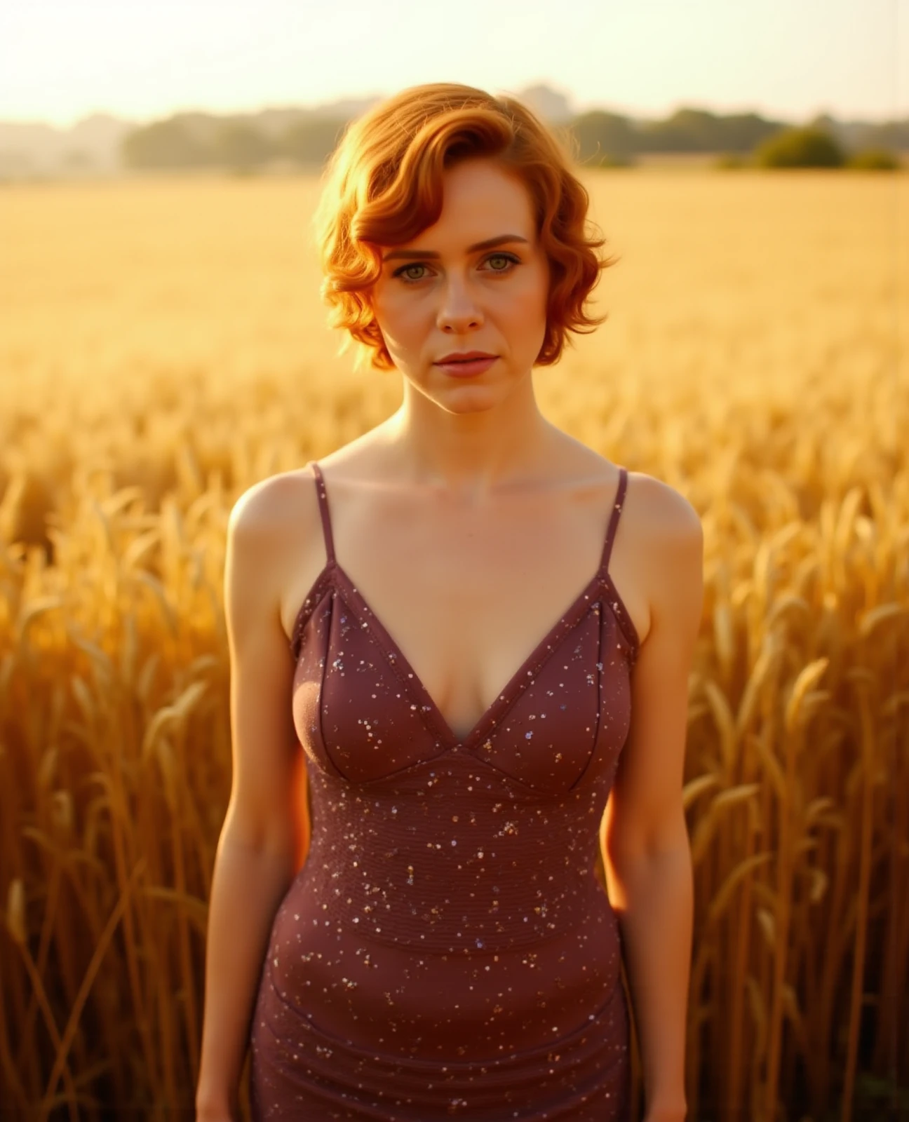 Beautiful girl "Molly Ringwald", full body dress Orange silk dress delicate and beautiful,detaileds,realisticlying,hyper realistic photography,8K UHD,dslr camera,The sun shines in the forest ,hightquality,film grains,Wildflowers are beautiful,The morning sun overlaps,Beautiful