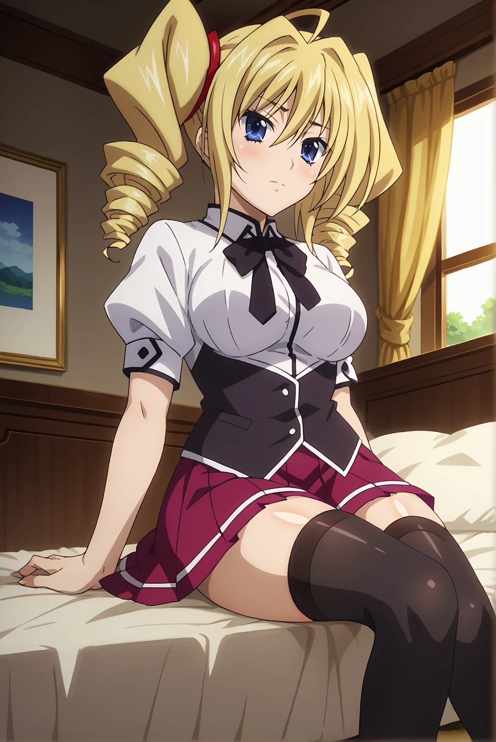 gran calidad ++ Extremely detailed high resolusionolution, very aesthetic, ojos expresivos, (((Cara perfecta))), (((face symmetrical))), ((good anatomy)), (((manos perfectas))), (((8k))), UHD, Fondo de pantalla HD, (((alta calidra detallada, (((((1girl)))))), solamente, Obra maestra, La mejor calidad, high resolusion, Altamente detallado, (illustration), hermosos ojos detallados, (((combatant))), ((((High schoo DXD)))), (((Yuuto Kiba))), (((medium breasts))), (((narrow shoulders))), (((narrow waist))), (((long hair))), (((hair between eyes))), (((mole under the left eye))), (((red pleated skirt))), (((white shirt))), (((school uniform))), (((black capelet))), (((anime))), (((mature female))), (((Long hair))), (((Smile))),
