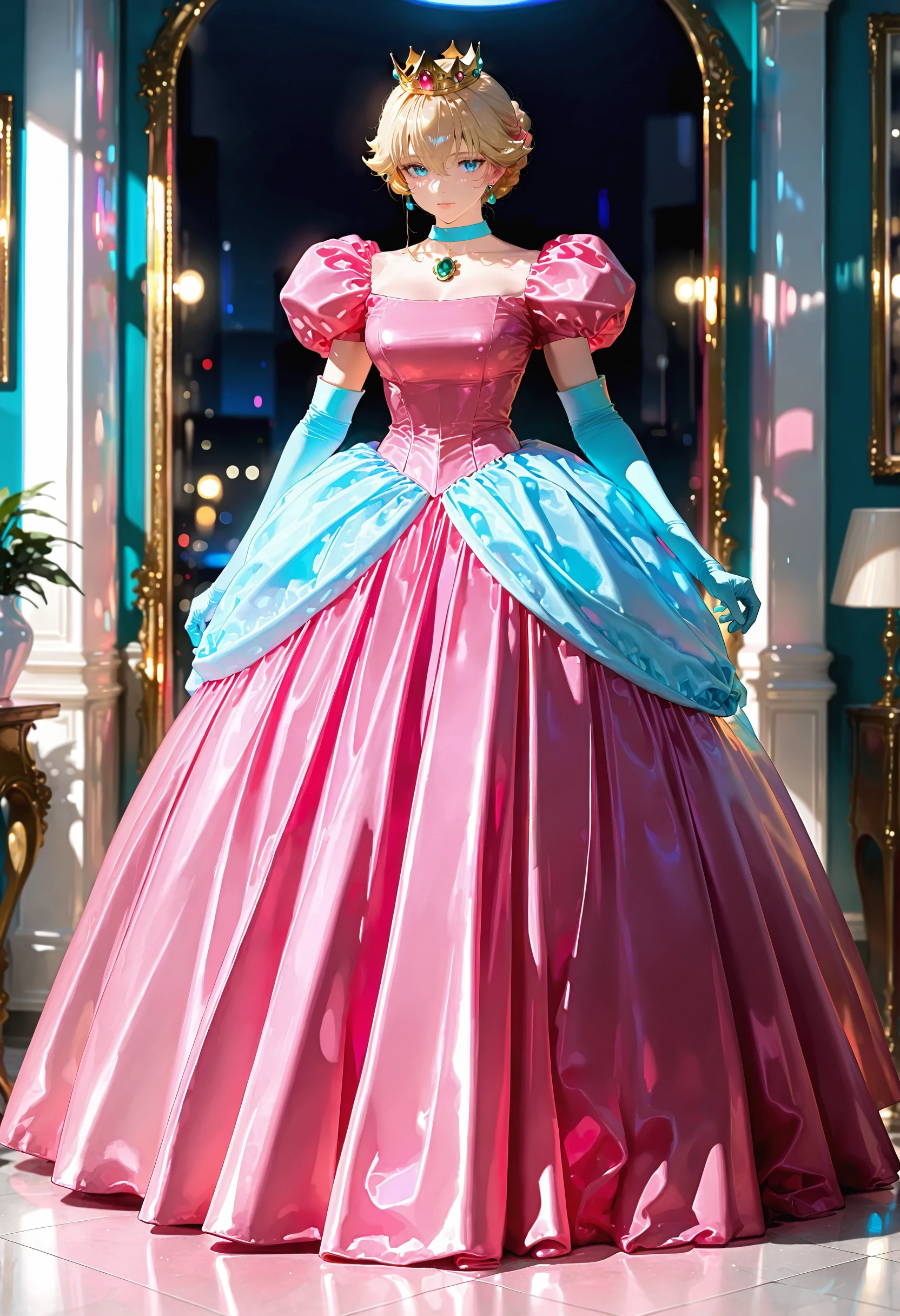 <lora:Princess_Dress_IL_v1.0:0.6> dress, elbow gloves, full body, puffy sleeves, solo, standing,