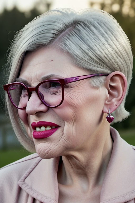Very detailed
beautiful angry Wicked Granny, very years old granny, raven bowl-cut, lots of mascara, thick glasses, big lips, trout-pout
eyeliner, huge eye-lashes, pink lips, smiling, rosy cheeks, jowls, earrings, outside, evening reddish sunlight, brightly lit on one side
<lora:Wicked_Granny_v2.0:0.9>