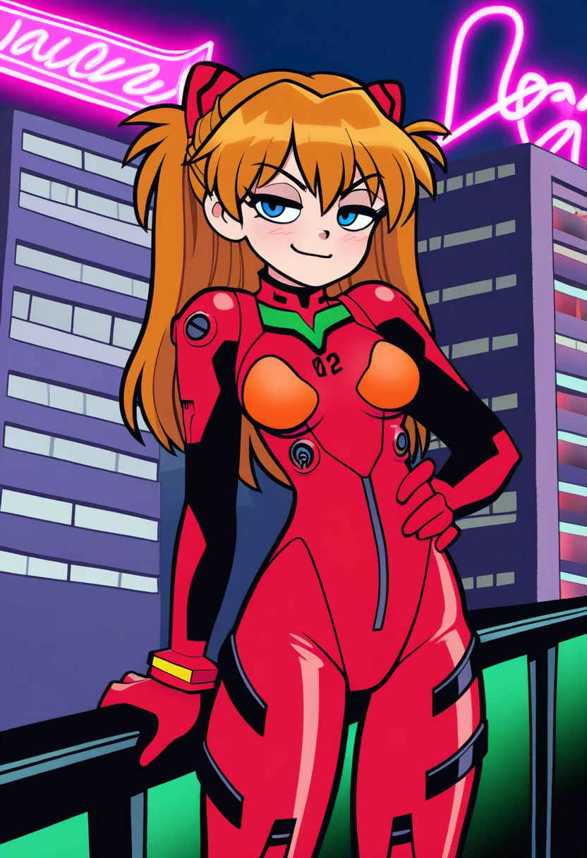 best quality, amazing quality, very aesthetic, absurdres,
BREAK
1girl, asuka langley, red plugsuit, standing, smug, looking at viewer, futuristic background, neon light , buildings, night, <lora:BryanLeeOMalleyNoobLocon_byKonan:1>