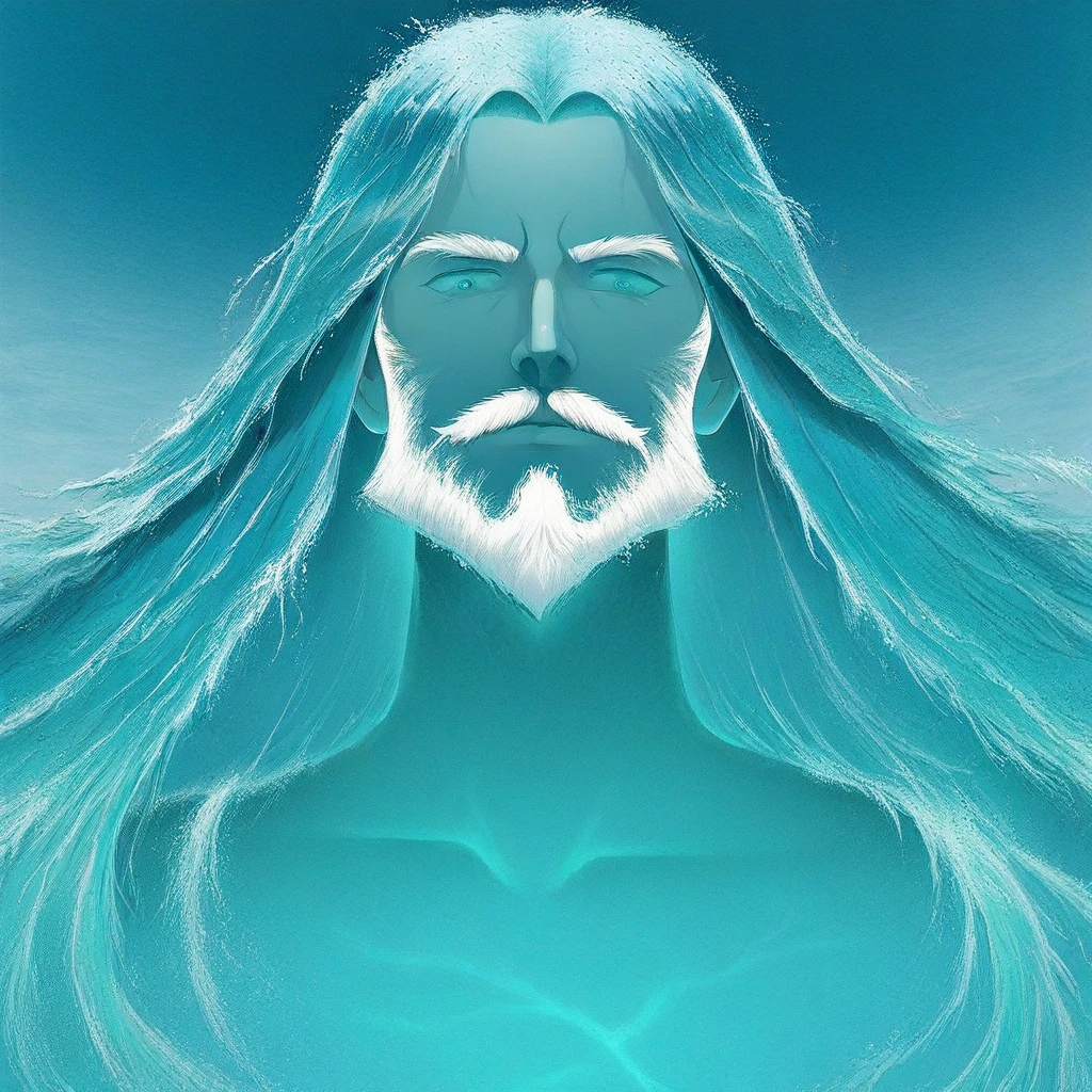 masterpiece, best quality, newest, absurdres, highres, anime, anime style, 1boy, WaterElemental-IL.V1.0, Livingwave-IL.V1.0, water hair, beard, facil hair, long hair, translucent, transparent, translucent body, transparent body,