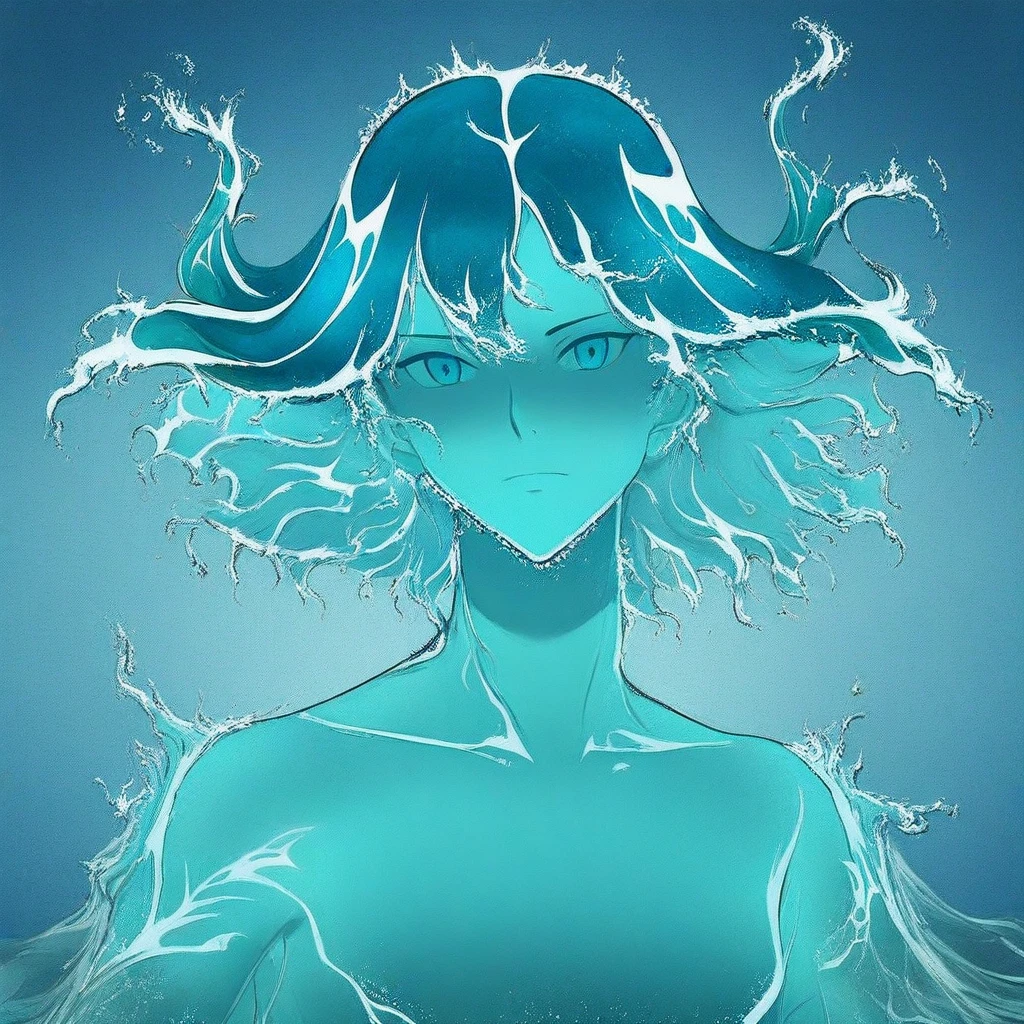 masterpiece, best quality, newest, absurdres, highres, anime, anime style, 1girl, WaterElemental-IL.V1.0, translucent, transparent, translucent body, transparent body, water hair, water,