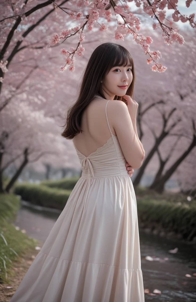 score_9,score_8_up,score_7_up,score_6_up,score_5_up,<lora:spo_sdxl_10ep_4k-data_lora_webui:1.7>,zPDXL3,photo\(medium\),realistic,photorealistic,reality,dynamic photo,incredibly absurdres,absurdres,highres,intricate detail,detailed,4k,16k,uhd,depth of field,ray-tracing,dynamic angle,<lora:add_saturation_XL:-0.8>,<lora:add_contrast_XL:-0.5>,<lora:add_brightness_XL:-0.5>,<lora:add_sharpness_XL:0.8>,nsfwupscaler,<lora:BackgroundDetailerV3:0.2>,beautiful background,pureerosface_xl,<lora:ALTXLpony_063_8:0.5>,<lora:Expressive_H:0.8>,Expressiveh,perfect eyes,perfect hands,
BREAK <lora:JCAI_Influencer05_unreal:1>,sy1v1a,female,asian,chinese,black eyes,1girl,solo,alone,realistic,(looking at viewer:1.1),cherry tree background,leaf falling down,pink leaves,long dress,casual dress,pure,smile,turning,back view,looking back,direct view,