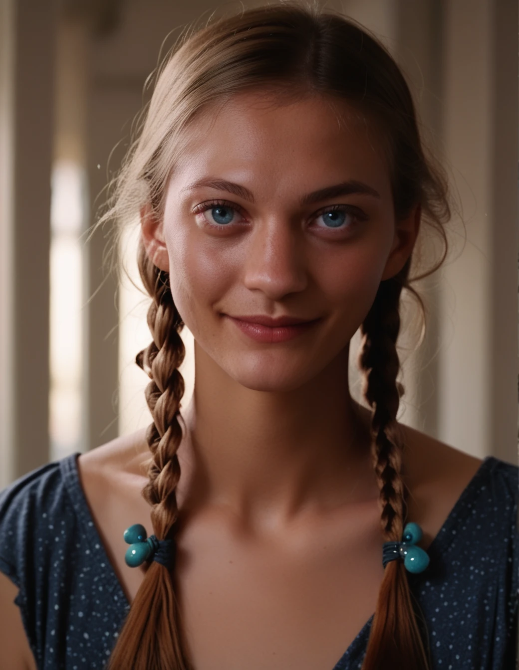 1girl, portrait, blue eyes, beautiful, (smile:0.4)<lora:Ursula_Ditkovich:0.8> ditkovich, twin braids, score_9, score_8_up, score_7_up, score_6_up