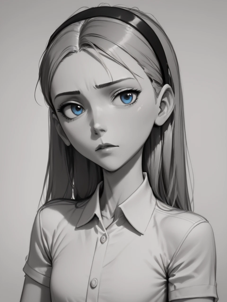 score_9, score_8_up, score_7_up, score_6_up, BREAK, Sk3tch, sketch, <lora:Sketch:1> VioParr, 1girl, solo, long hair, , female childrband, shirt, blue eyes, looking at viewer, upper body, <lora:Violet_Parr:1> ,