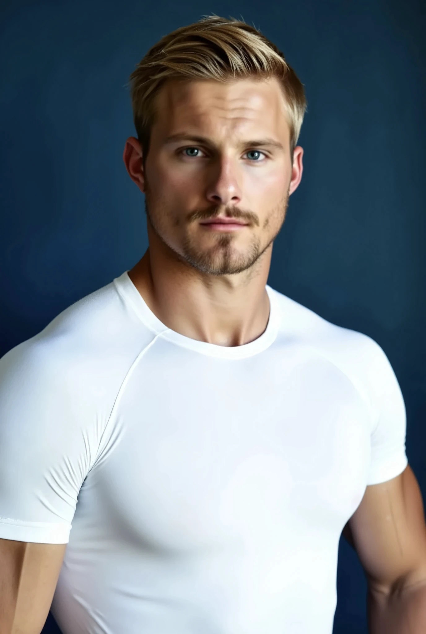 closeup professional photo of male sc_abe  <lora:sc_abe-06:0.75> wearing a classic well-fitted crew-neck t-shirt, neutral backdrop, even and flattering lighting, soft diffused lighting, confident and empowering mood, looking at camera