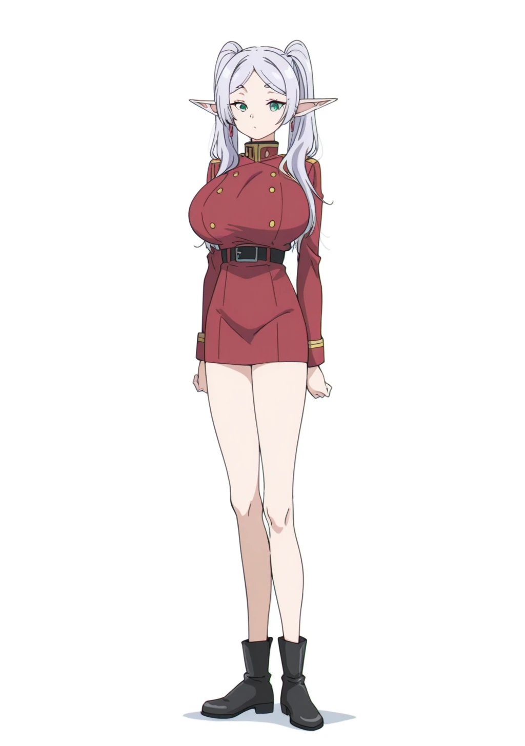 score_9, score_8_up, score_7_up, score_6_up, score_5_up, score_4_up, masterpiece, high quality, BREAK, full body, BREAK,   <lora:NOOB_vp1_detailer_by_volnovik_v1:0.8> ,    <lora:HTTH_Illustrious:0.8> htth, top heavy, 1girl, tiny hips, huge breasts, small hips, skinny, gigantic breasts, 1top heavy, <lora:Frieren_Frieren_Beyond_Journeys_End_-_Illustrious_r1:0.5> : Elf, pointy ears, gray hair, long hair, parted bangs, twintails, green eyes, earrings,