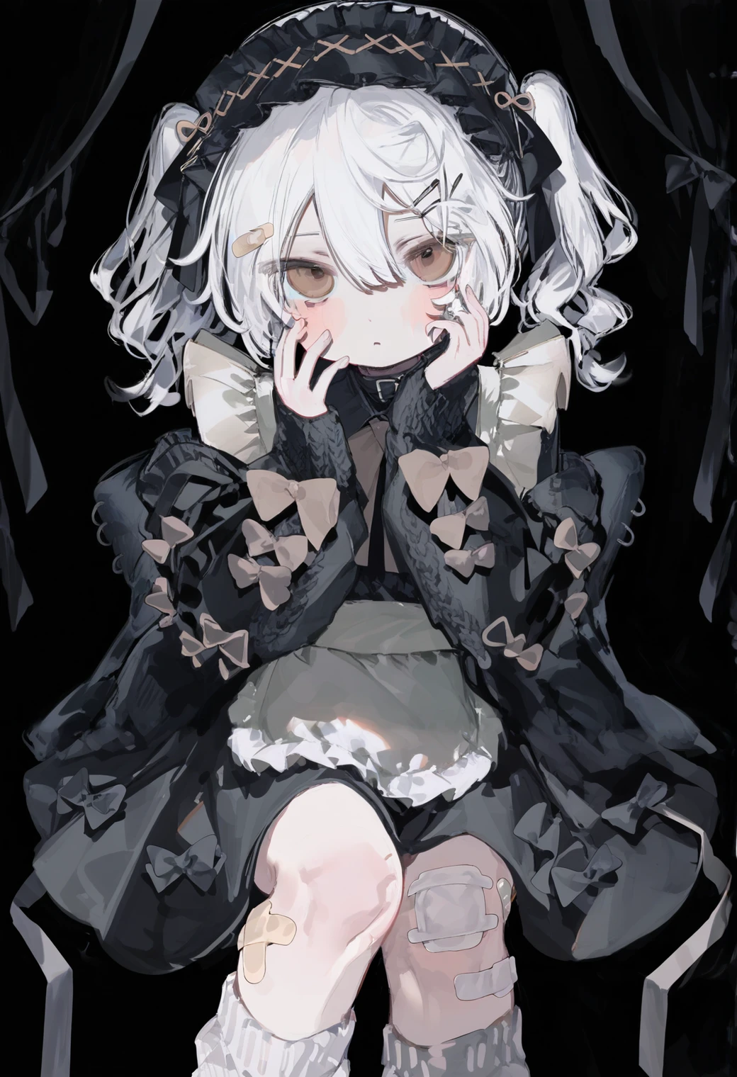 Elven race,No cat ears,Bathing,Almost naked,red eyes,Royal sister,Playful and cute,top quality,perfect face,masterpiece,tub,White hands ,White-haired ,Very few red hairs,messy hair