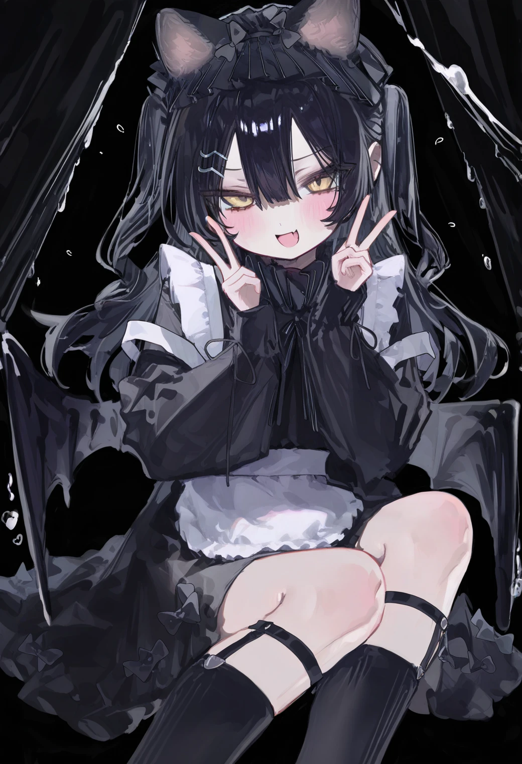 1girl, goth, goth hair, 1boy,squatting cowgirl position, vaginal, ahegao, ahg, rolling eyes, sweat, tongue out