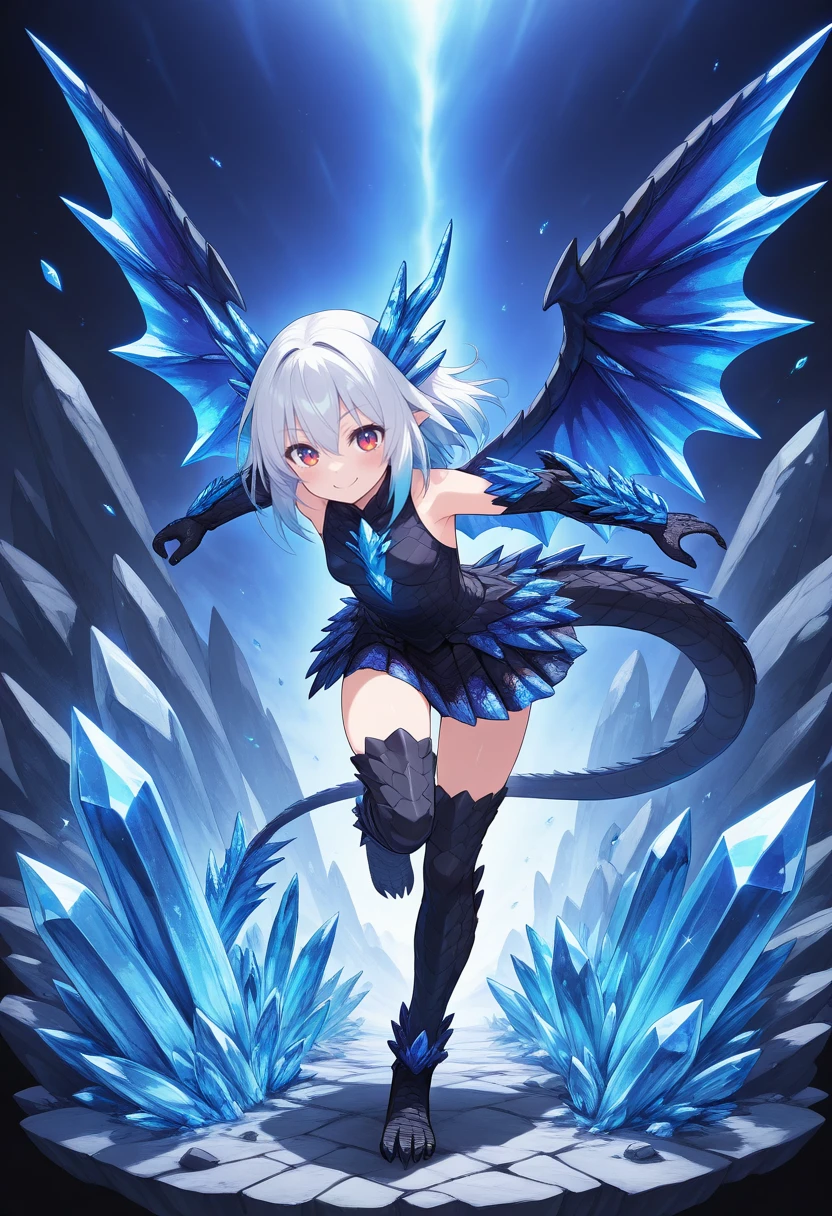 masterpiece,best quality,amazing quality, very aesthetic, ((outlined outlined vector graphics)), front view , looking at viewer, full body,
1girl, small breast, crystal dragon girl,ice crystals, smile, futtora face, black dragon scales, dragon scale tail, blue crystal wings, detailed background,black dragon scale wings, galaxy, 30yo, mature female, black dragon scale skirt ,black dragon scale legs, black dragon scale arms, running , , , <lora:futtora02-il-02:1>