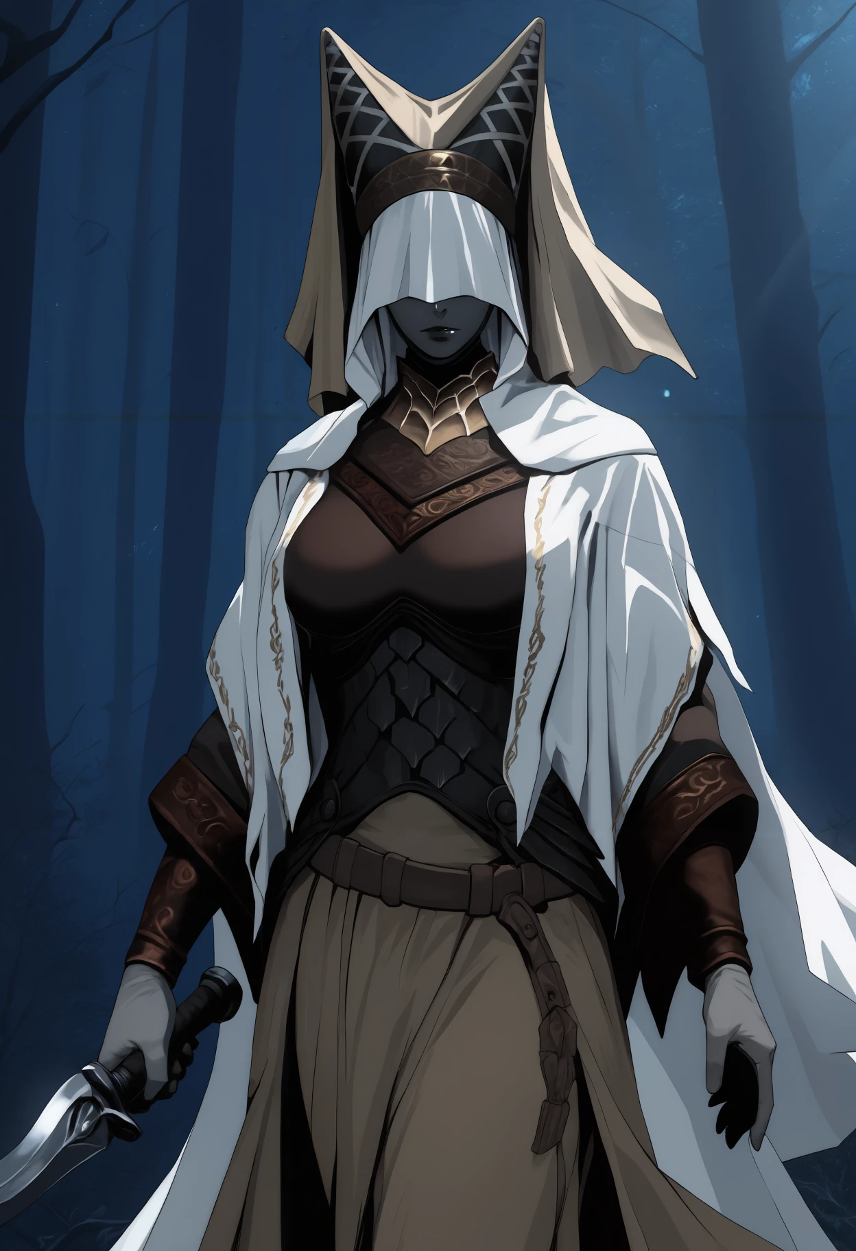 ((Pyramid head from silent hill)),((white female)) holding full body image, dark colors, vibrant colors, savage looking, ultra realistic, ultra lifelike, 4k, unreal engine, film grain