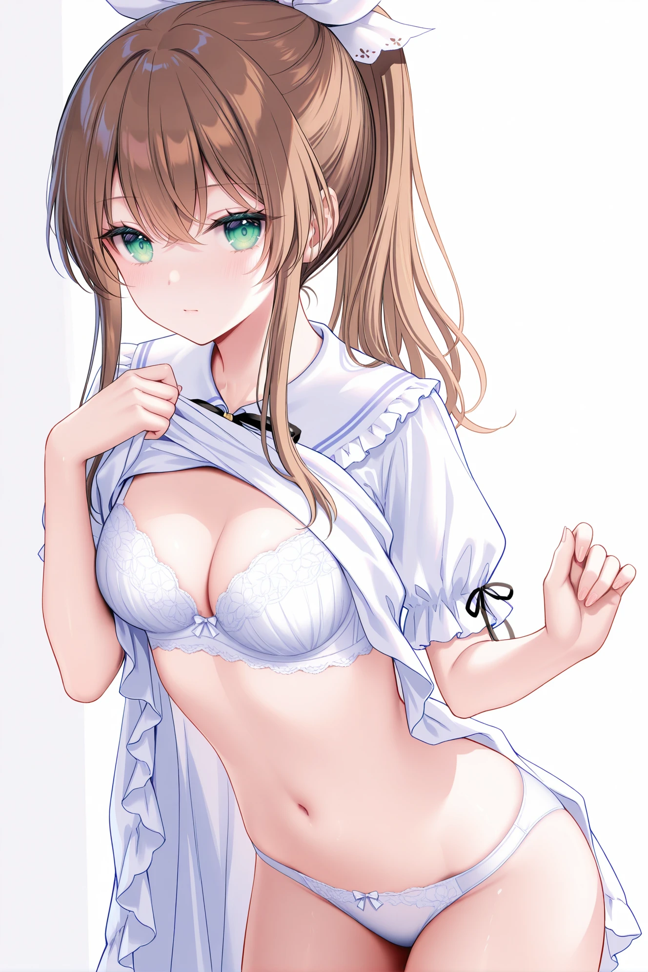 [concept]Dress lift from bottom to top and present body / 完全拉起长裙/ 展示腹部+掀起裙子 Illustrious