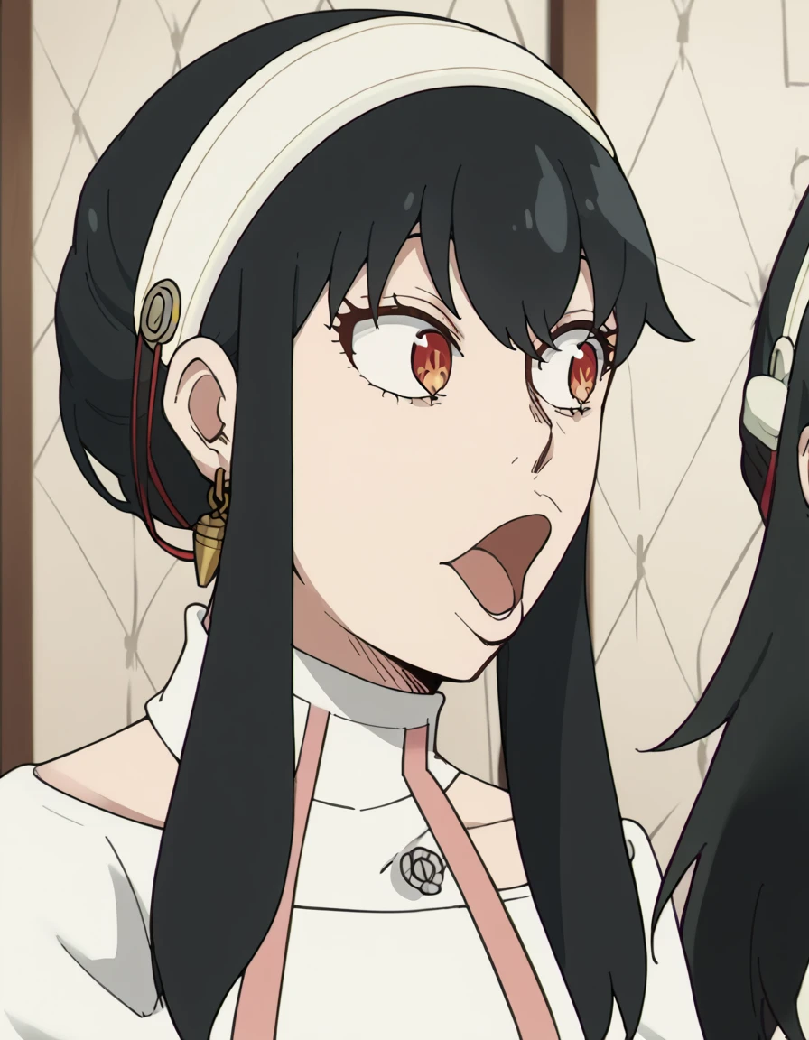 score_9, score_8_up, score_7_up, source_anime, <lora:yor-briar-s1-ponyxl-lora-nochekaiser:1>, yor briar, black hair, red eyes, earrings, white hairband, hairband, long hair, sidelocks, medium breasts,, <lora:pogchamp-ponyxl-lora-nochekaiser:1>, pogchamp, pogchamp (meme), open mouth, looking to the side, ,