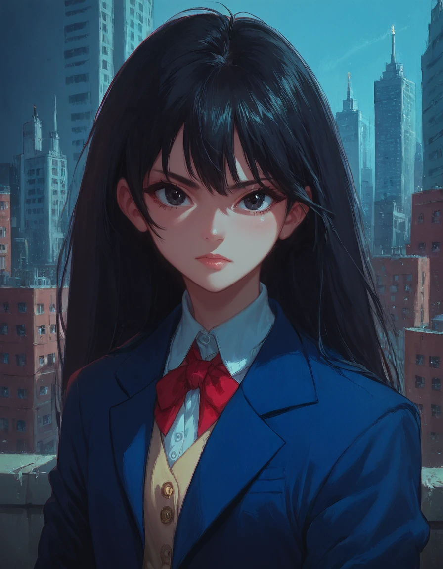 score_9, score_8_up, score_7_up, zPDXL, masterpiece, source_anime<lora:sn0wStyle:1> <lora:HKHorrorXL:1>1girl, solo, black hair, school uniform, long hair, skirt, black eyes, socks, jacket, setsuna saizuki<lora:Setsuna_Saizuki_Evil_Zone:0.8> night, city, dark