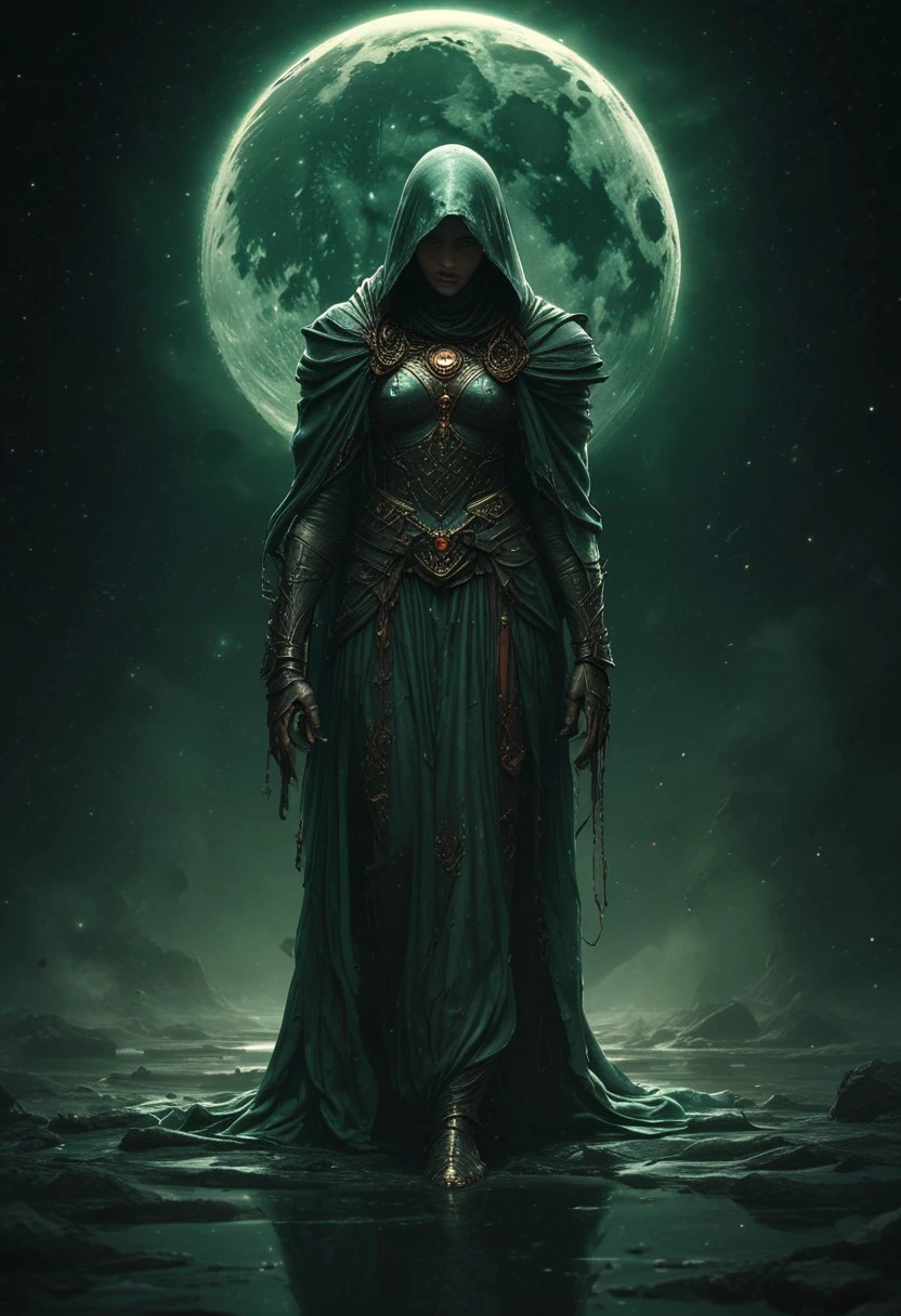 masterpiece, best quality, hyper-realistic, ultra-HD, intricate textures, luminous lighting, cinematic ambiance, shimmering gradients, ethereal glow, deep contrast, soft volumetric fog, subtle particles, radiant reflections, rich color tones, seductive atmosphere, captivating sensuality, Cinematic Lighting,Shadow,backlit, backlighting,
BREAK
raytracing, volumetric lighting, ambient occlusion, shimmering particles in the air, intricate cinematic background,intimate and seductive, crafted to captivate and seduce.
BREAK
reflection, hood, white cape, crescent moon, green theme, sky, moon, embers, red hair
