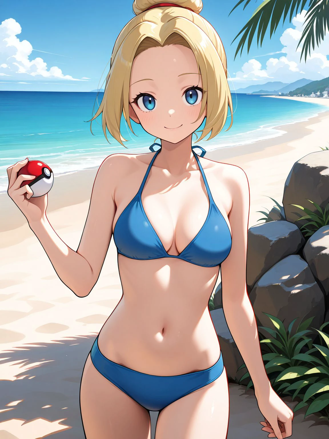 D size breasts  extrem round breast shape    
 extrem oily skin   huge neckline  bellyless top  stronger hunter eyes      big chrunchy ass