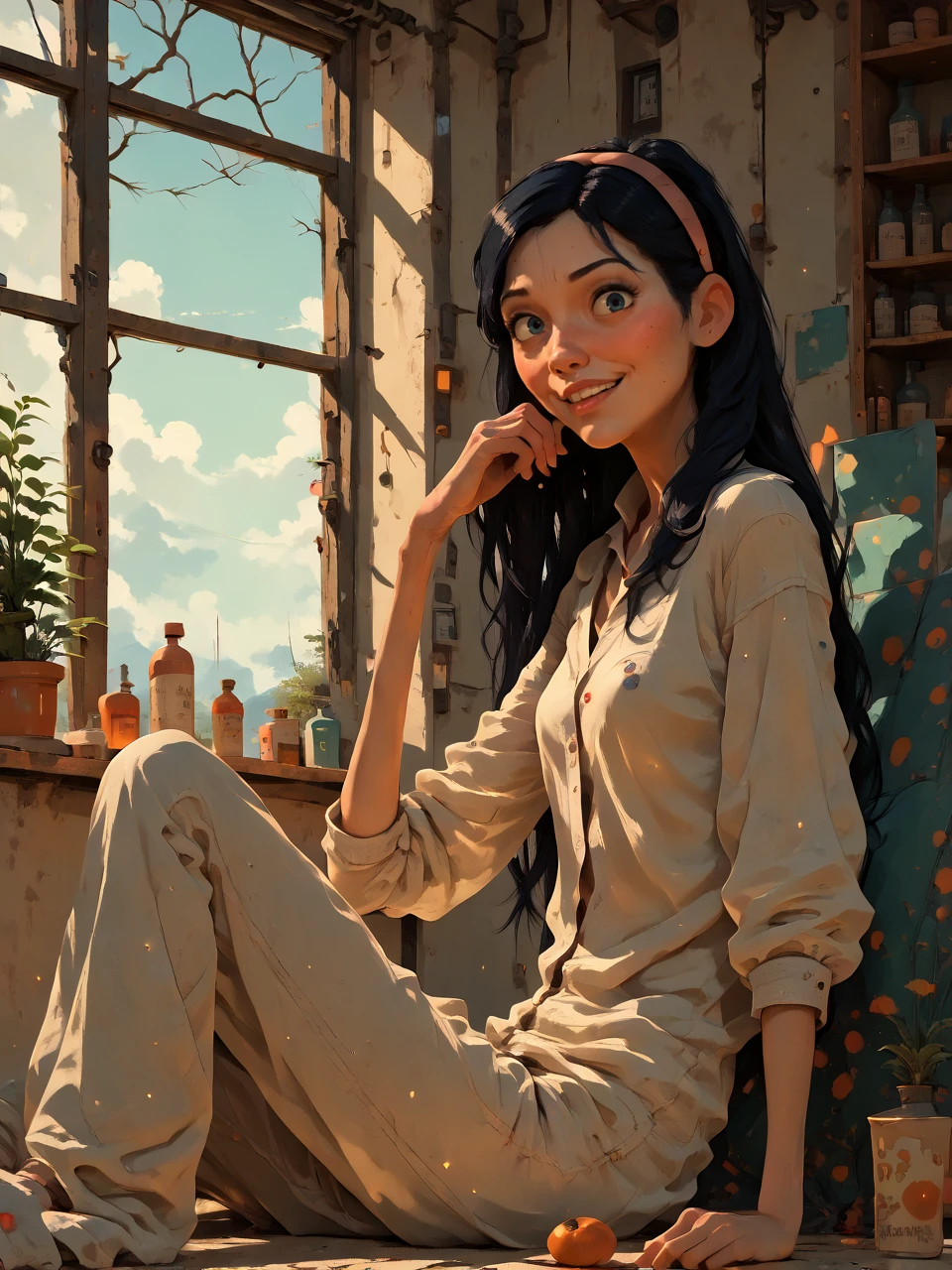 score_9, score_8_up, score_7_up, BREAK, VioParr, 1girl, blue eyes, 3xpr3ss10n1st_style, smile, looking at viewer, <lora:Abstract_Expressionist_Style:1> <lora:Violet_Parr:1>