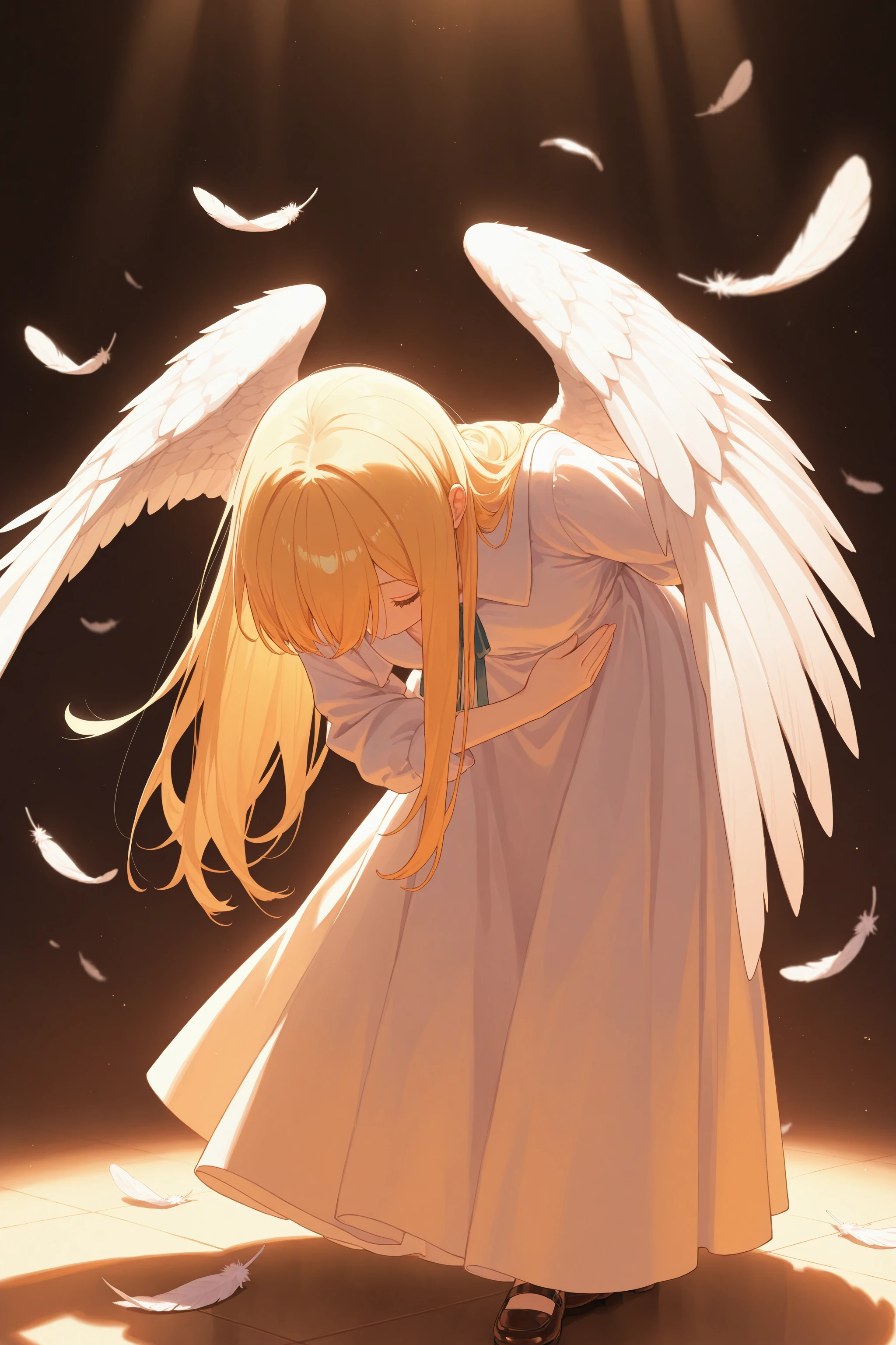 masterpiece, best quality, absurdres, safe
1girl, bowing, white feathers, feathered wings, white dress
<lora:butler_bowing_il_d16:1>