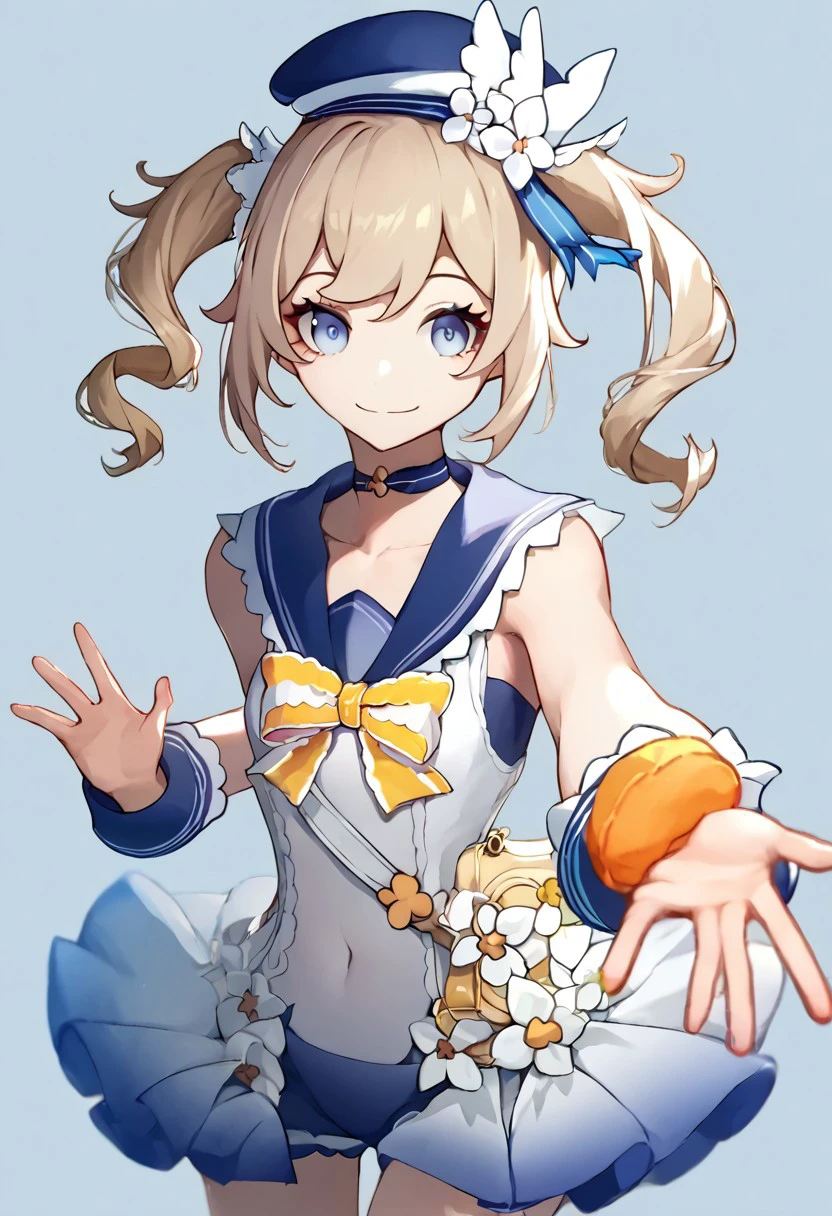 score_9, score_8_up, score_7_up, source_anime,
1girl, solo, barbara_\(summertime_sparkle\)_\(genshin_impact\)
energetic pose, smile,
cowboy shot,
looking at viewer,
simple background,