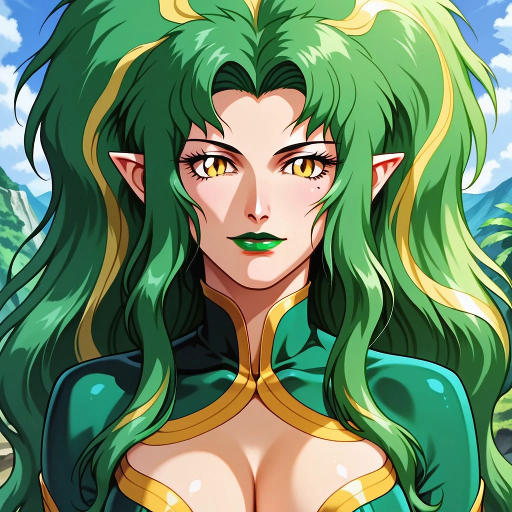 ((Kakyoin Noriaki from JoJo became a woman,with a perfect figure, beautiful breasts and hips, the face has become more feminine, Kakyoin in his costume from the second season of the anime "JoJo's bizarre adventure")), ((in detail, ultra realistic graphics))