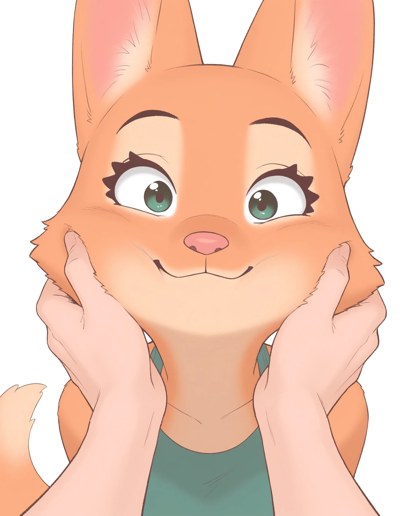 masterpiece, best quality, solo,
Diane_Foxington, ginger fur, pink nose, fox tail, pov hands, cheek squash, hand on another's face, looking at viewer, solo focus,white background, 1boy, upper body, 1other,
<lora:Diane-Foxington-PenPen-style_il:0.9>