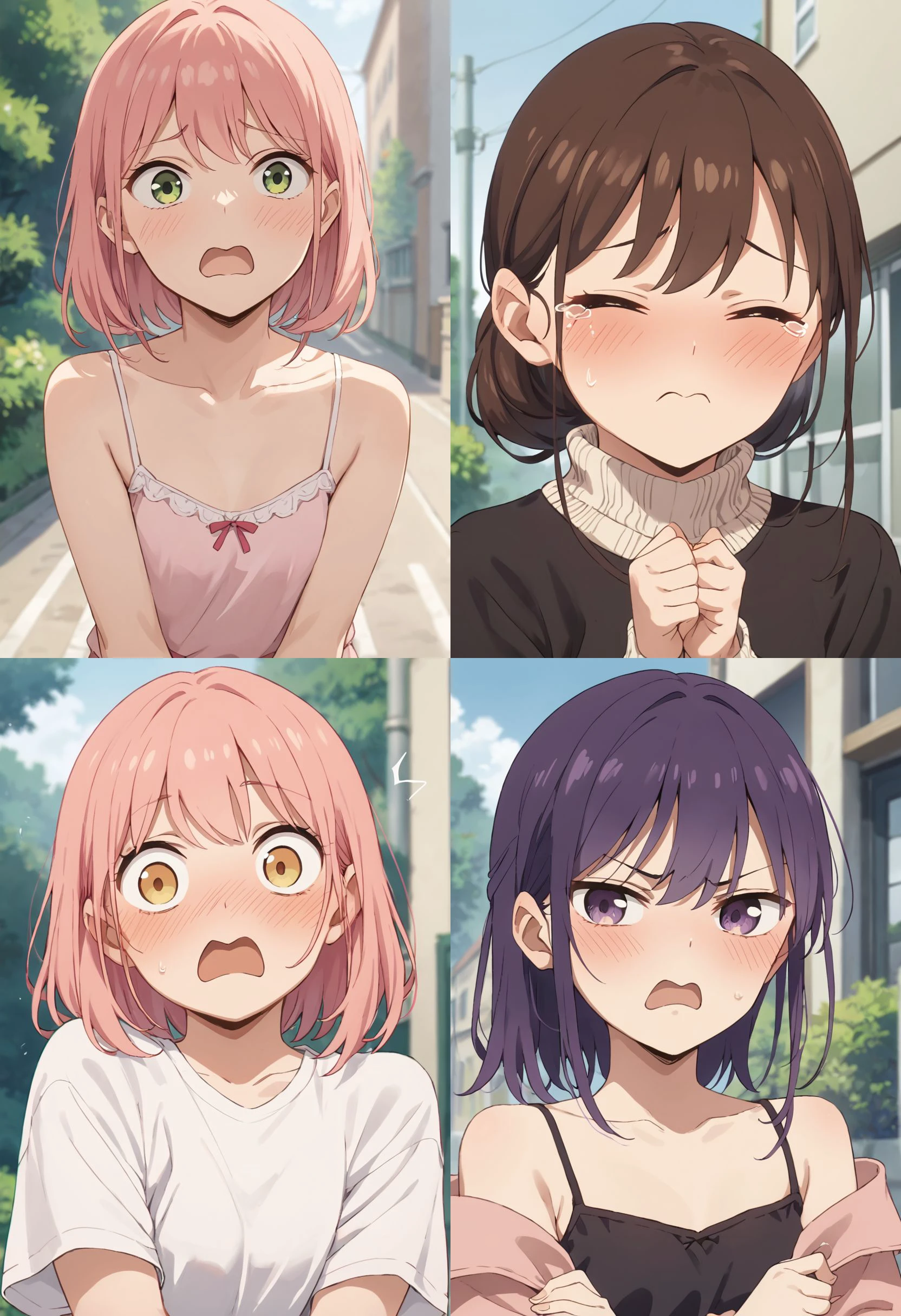 score_9, score_8_up, score_7_up
1girl, portrait, looking at viewer, outdoors
<lora:m-mouth2:1>, m-mouth
{black hair | brown hair | blonde hair | pink hair | purple hair}
{blush |}
{closed mouth | open mouth}
{embarrassed | surprised | annoyed | crying}
{t-shirt | camisole | sweater}