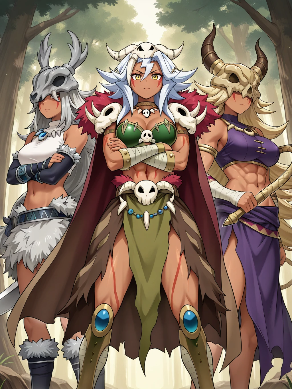 Yu-Gi-Oh! - Amazoness Empress, golden whip & silver sword master (アマゾネスの女帝, 銀剣使い & 金鞭使い) illuXL v1.3-illuXL