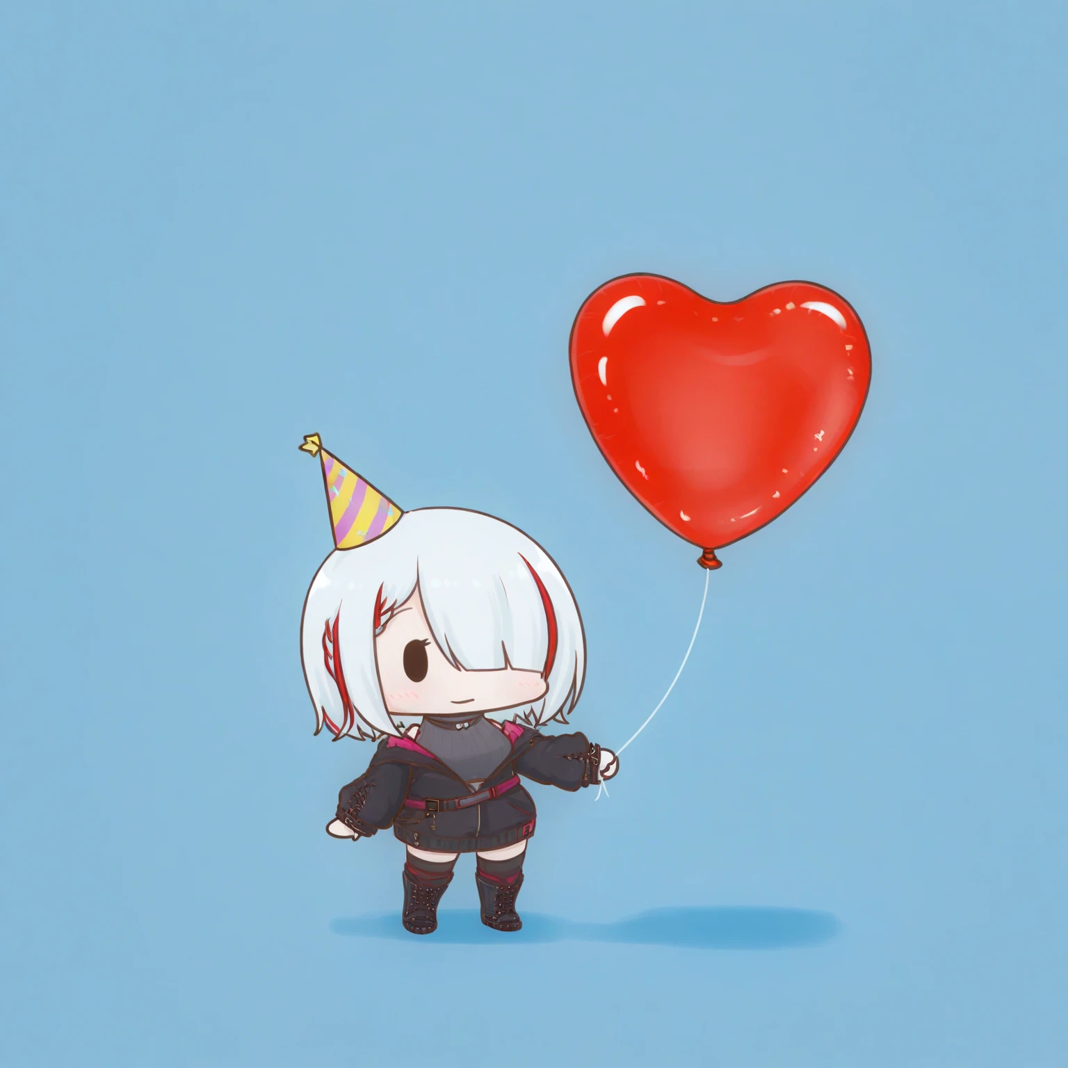 safe, masterpiece, very aesthetic, phdpigeon, chibi, simple background
BREAK 1girl, duisburg, turtleneck, open jacket, thighhighs, boots, balloon, party hat
<lora:Duisburg-AzurLane_NAIXL_v30:1>