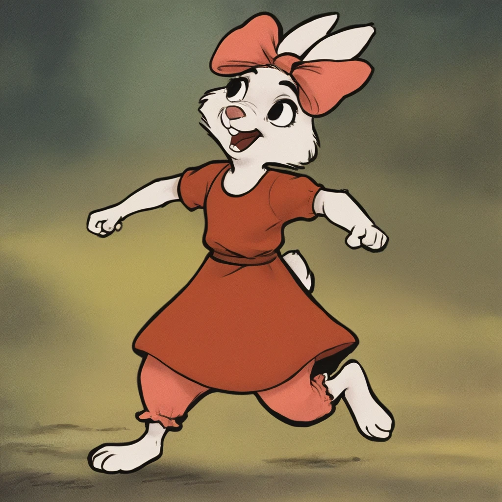 score_9, score_8_up, score_7_up, score_6_up, score_5_up, score_4_up, source_furry, source_cartoon, high quality, detailed background
<lora:Sis_SDXL:0.8>, <lora:black outline:1.4>, rabbit, girl, sis, cub, white body, pink bow on ears, red dress, pink pants, mouth open, running through the grass in the forest, rating_safe