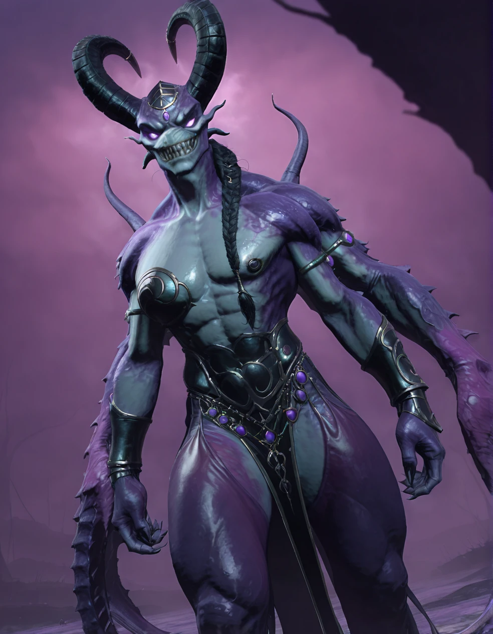 Baldurs gate 3, the emperor, mind flayer, hi res, alien, digital media (artwork), delicate muscle lines, anthro, solo, male, detailed background, armor, fully armored, front view, by lindong, by null-ghost, nsfw, sex, rape, feet focus, naked, point of view from the groung up to his feet