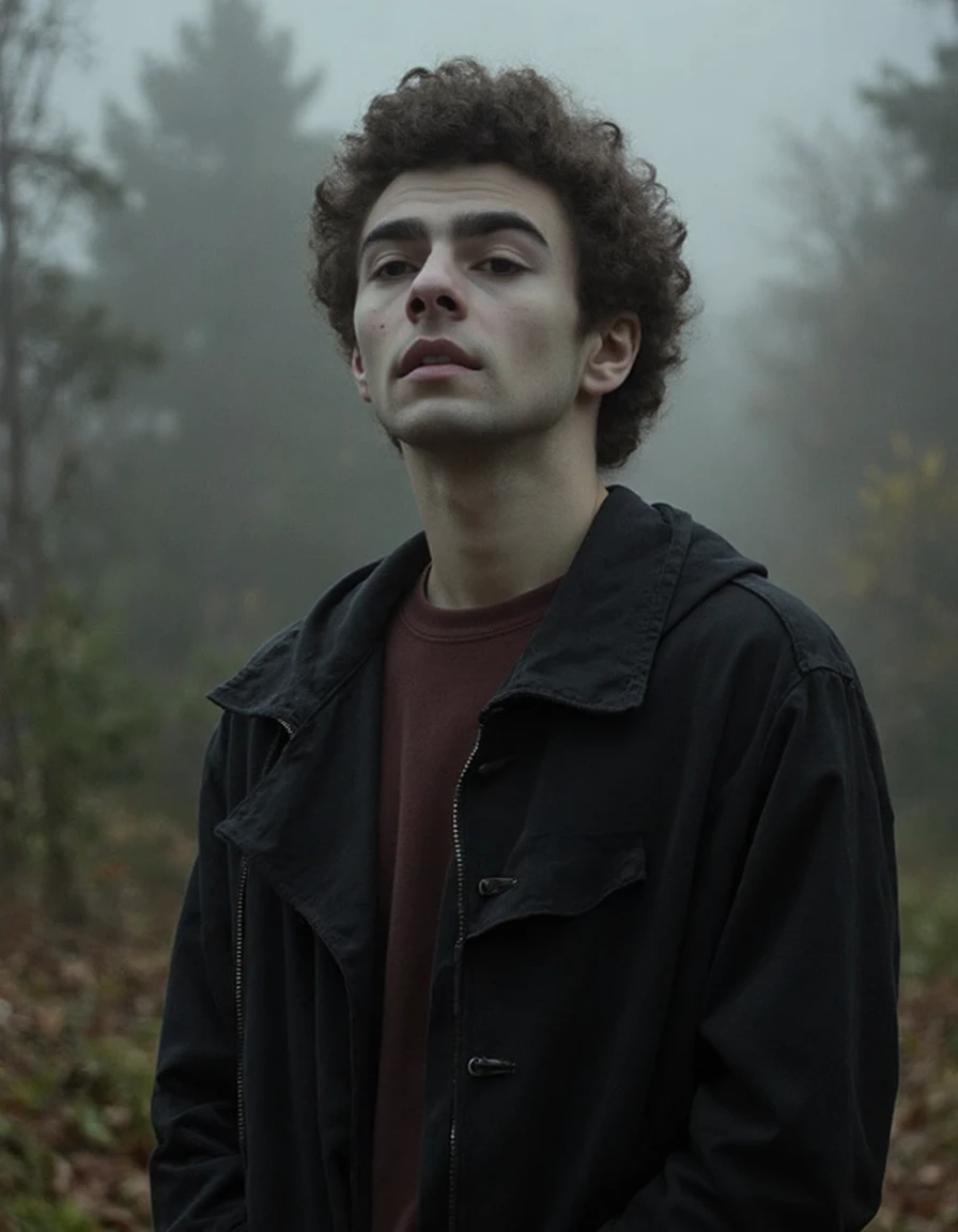 cinematic photo 630R6374K31 a young man, art by Chantal Joffe and (Parmigianino:1.2) , [photograph, thin (Male:1.3) Playing, the Male is Dull, wearing elegant outfit, Halloween Face Painting, autumn woods and Planet Saturn in background, Foggy conditions, Depressing, Slow Shutter Speed, Canon eos 5d mark 4, perspective::9], <lora:F1D_Luigi-Mangione_v01e07:1>, artistic, highly color focused, fine artistic composition, background inspired, illustrious . 35mm photograph, film, bokeh, professional, 4k, highly detailedâââ