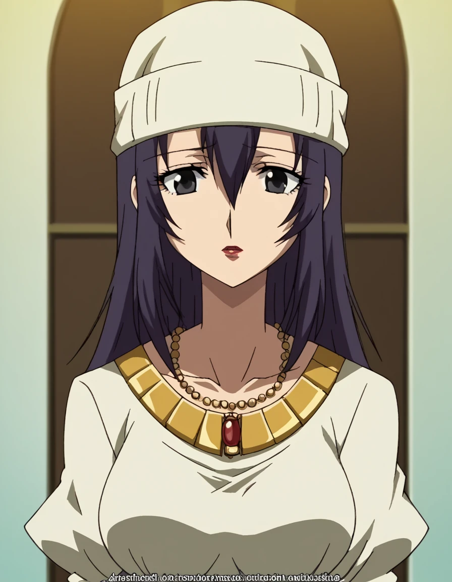 score_9, score_8_up, score_7_up, source_anime, <lora:isebelle-cronkite-s1-ponyxl-lora-nochekaiser:1>, isebelle cronkite, long hair, black hair, hair between eyes, black eyes, makeup, lipstick, mature female, medium breasts, anime screencap, <lora:buddhist-nun-ponyxl-lora-nochekaiser:1>, buddhist nun, nun, habit, vitakra mudra, mudra, coif, gold necklace, priestess,, church, parted lips, praying,, cowboy shot, , cowboy shot, solo