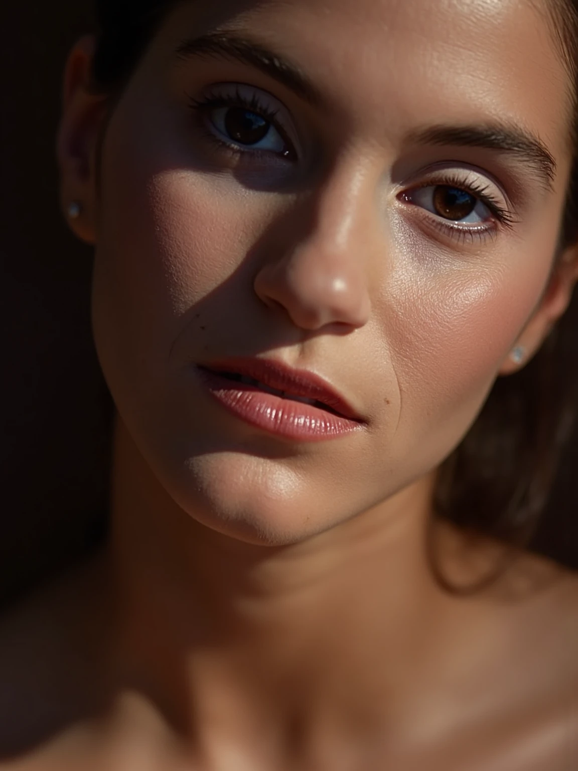 <lora:Jami-Gertz_Flux1D_LOREVER:1>
This is a professional photography featuring JGertz. A woman with cold eyes, glossy skin, natural with no make up, the skin pores and texture are clearly visible and in focus. In perfects exposure with perfect contrasts and deep shadows.