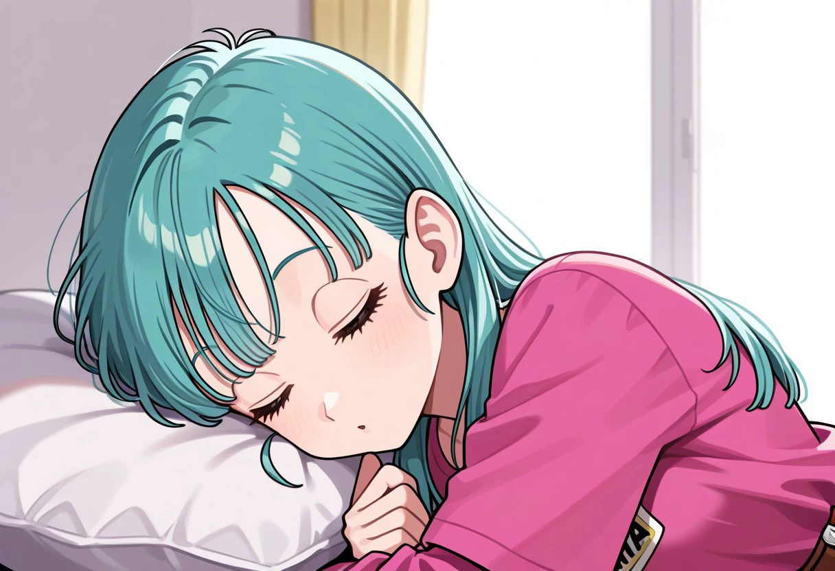 masterpiece, best quality, 32k, high resolution, absurdres, bulma, sleeping