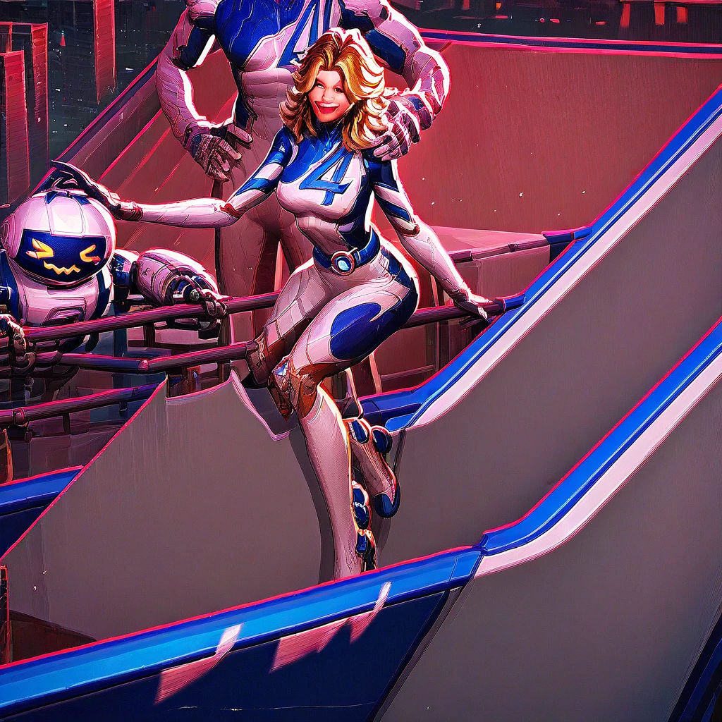 (masterpiece, best quality:1.15), newest, highres, rich details, amazing quality, high contrast, full-length portrait, score_9, score_8_up, (happy wife), rivalsuestorm, (official art), blonde hair, blue eyes,