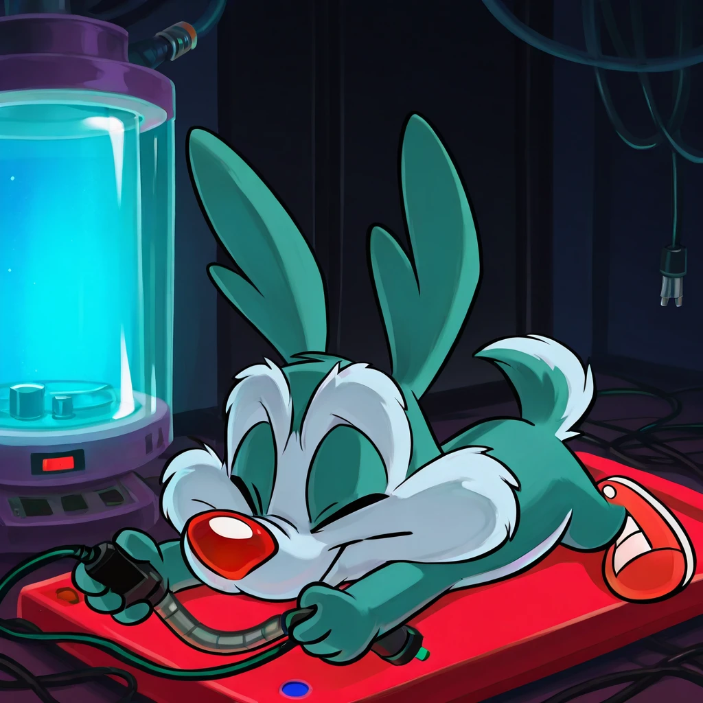 score_9, score_8, score_7, score_6, mouse tail, gadget, cartoon, source_furry, comedy, parody, comic , (in a lab), 1girl, solo, naked, nipples, high-tech portal, scenery, pussy, closed eyes, full body view, closed mouth, hands down, portal machine, portal entrance, romance, (blue glow, glowing portal:1.2, shy, static pose, straight legs, staying stay), ExpressiveH